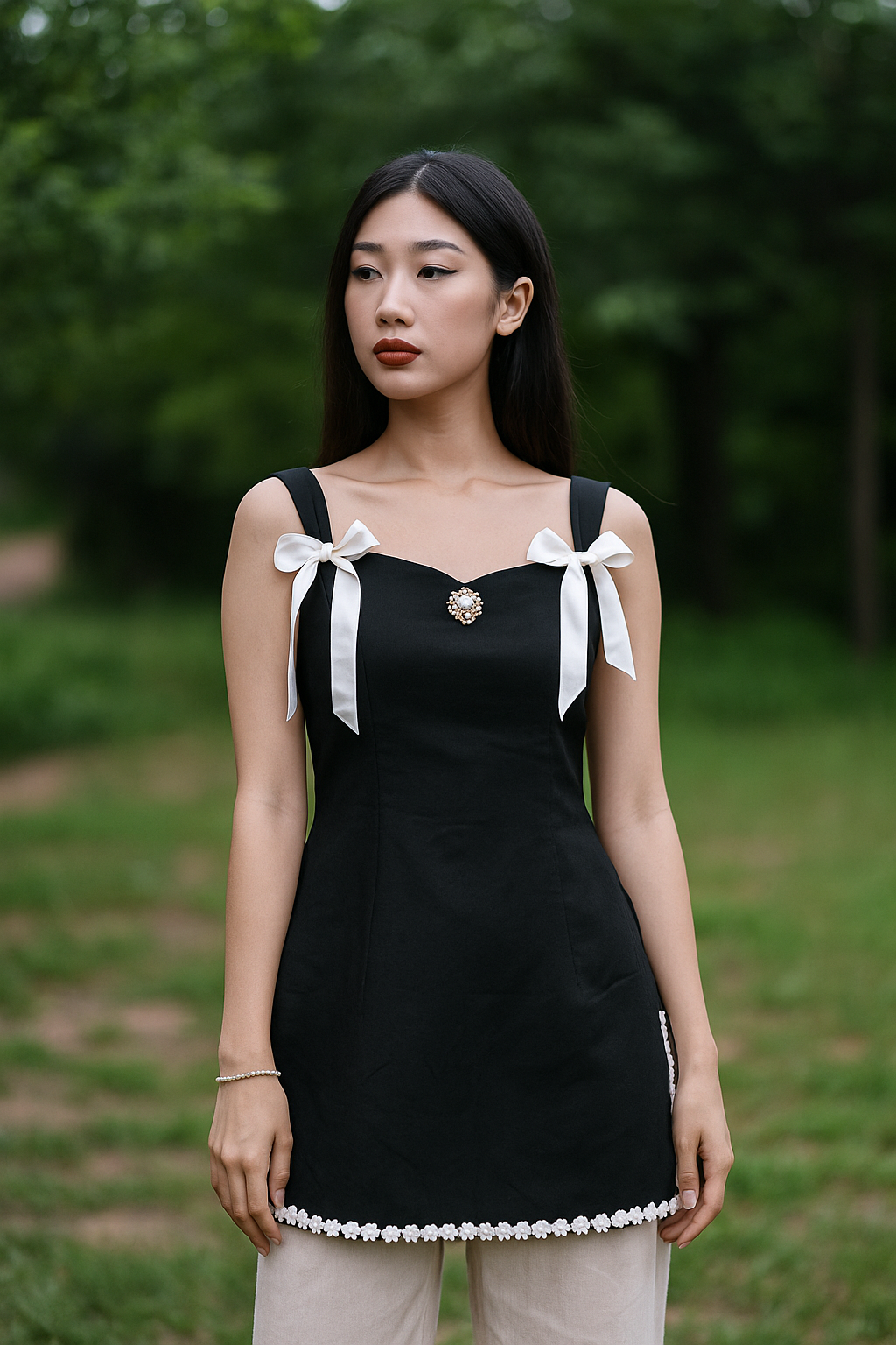 Midnight Bloom Short Trendy Kurti