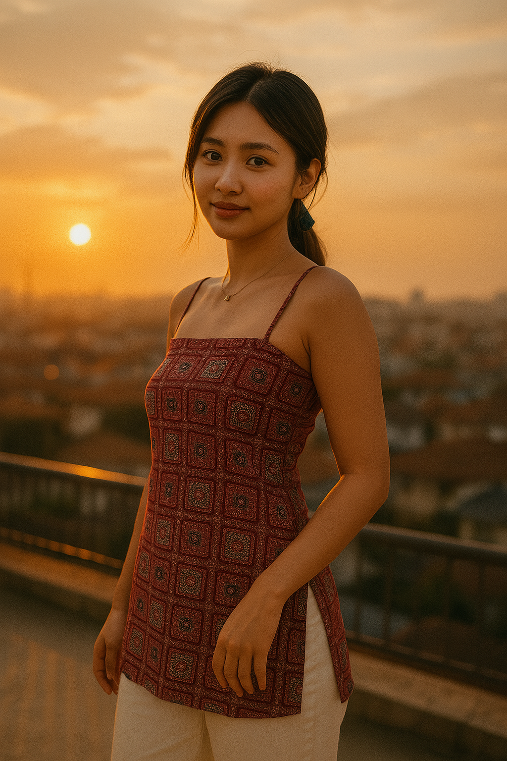 Scarlet Lace Back Dori Short Kurti