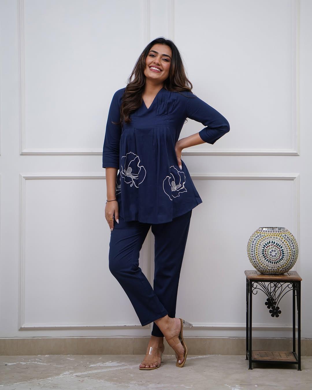 Classy Summers Special Cotton Cord Set with White Thread Embroidery