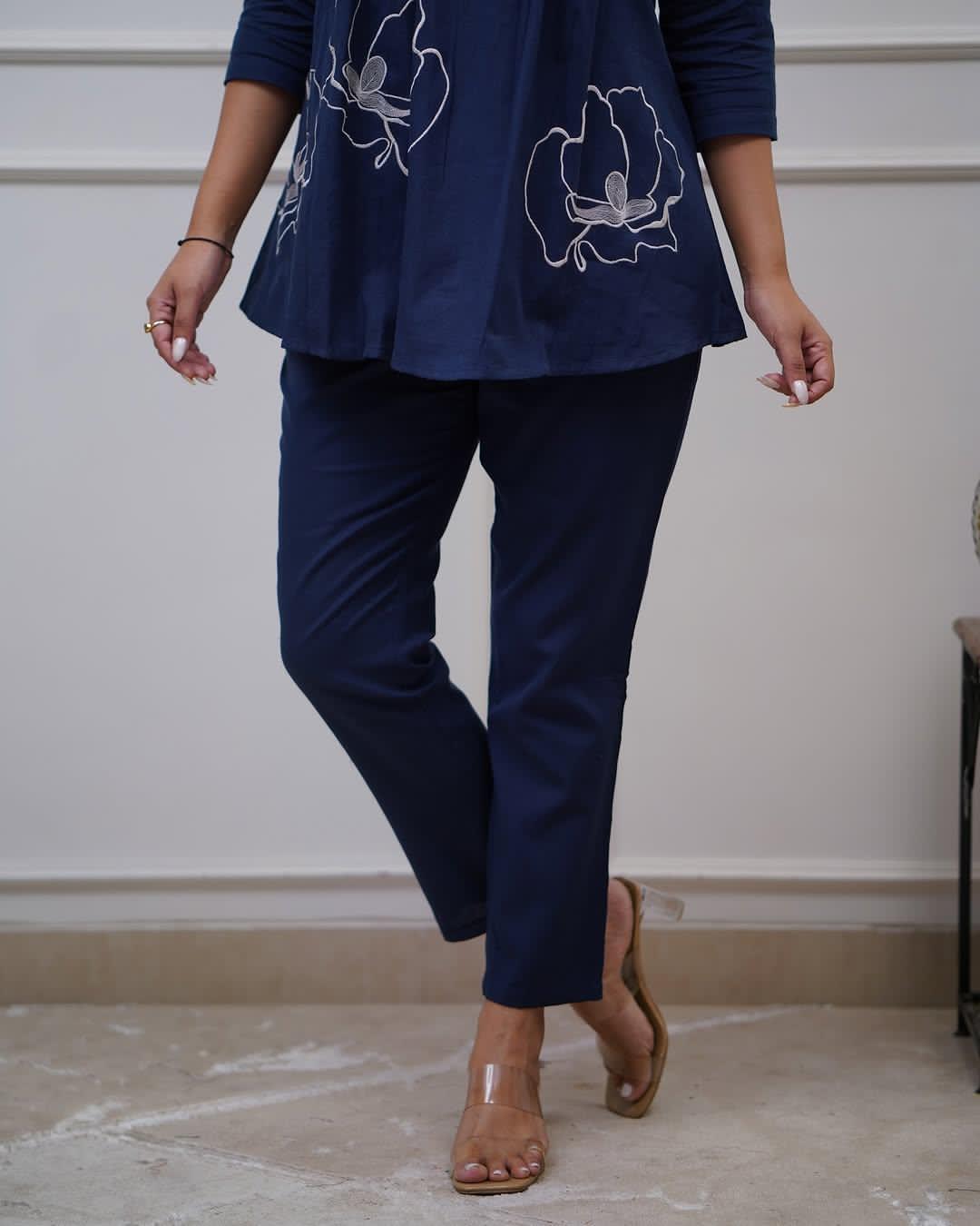 Classy Summers Special Cotton Cord Set with White Thread Embroidery