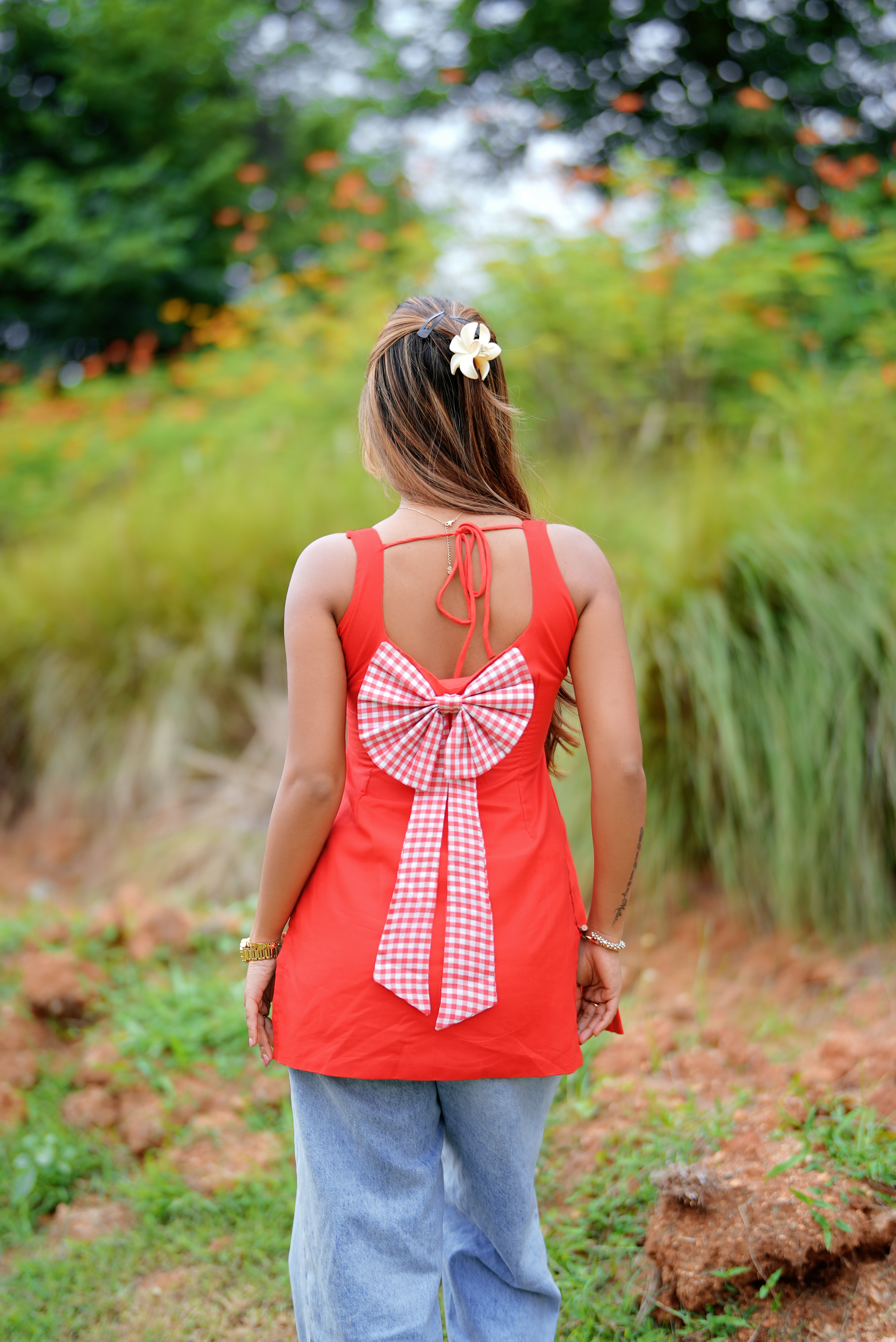 Cherry Bow Bliss Short Trendy Kurti