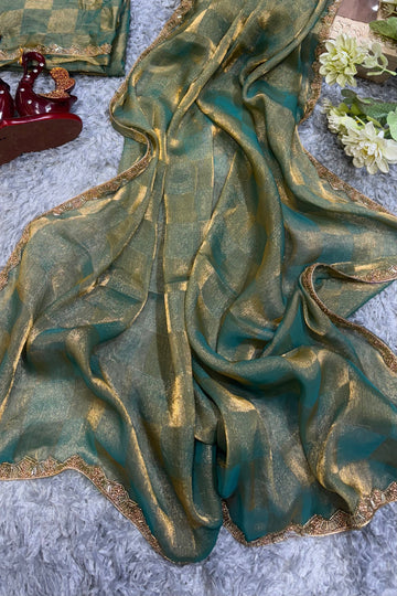 Super Trending Green Designer Saree