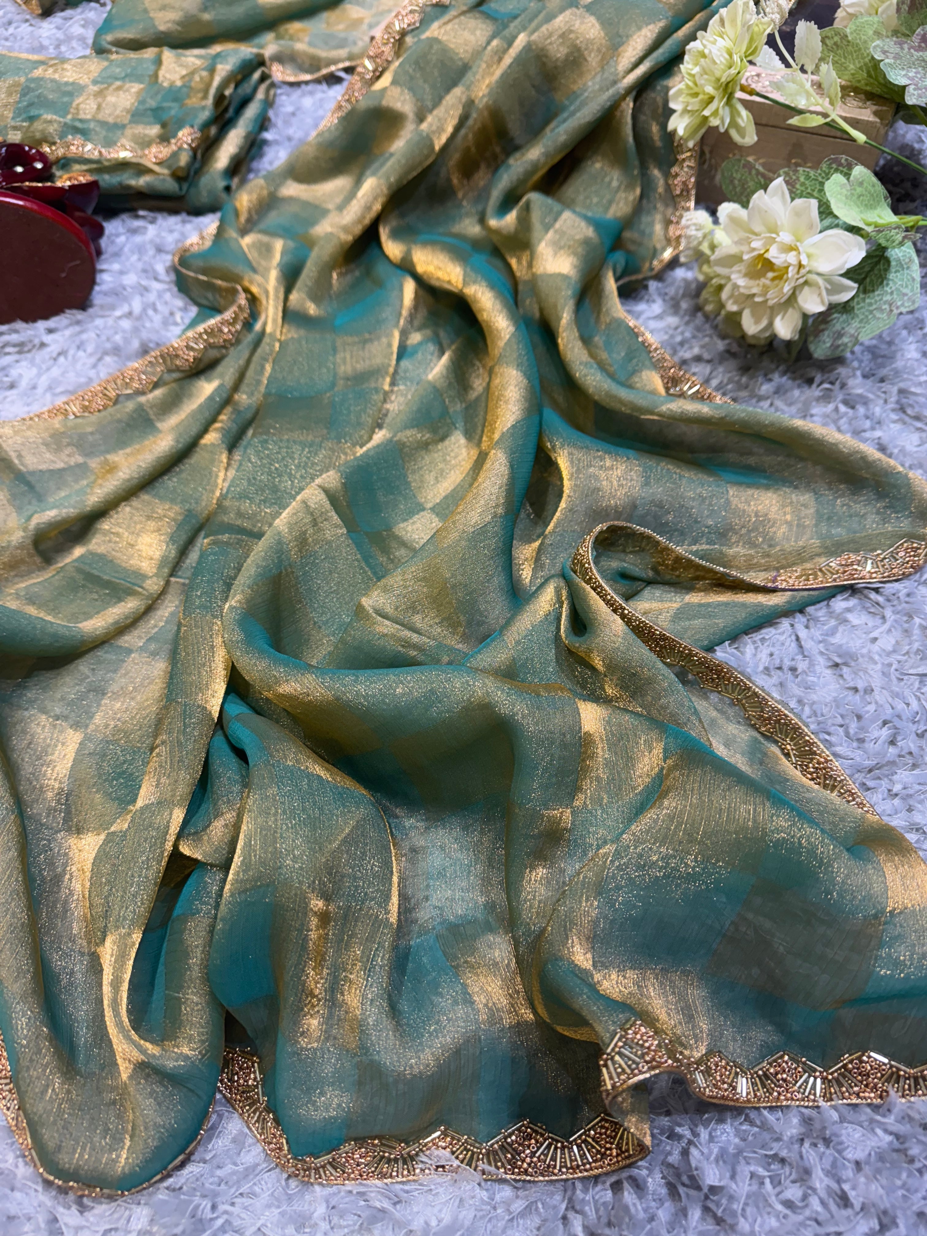 Super Trending Green Designer Saree