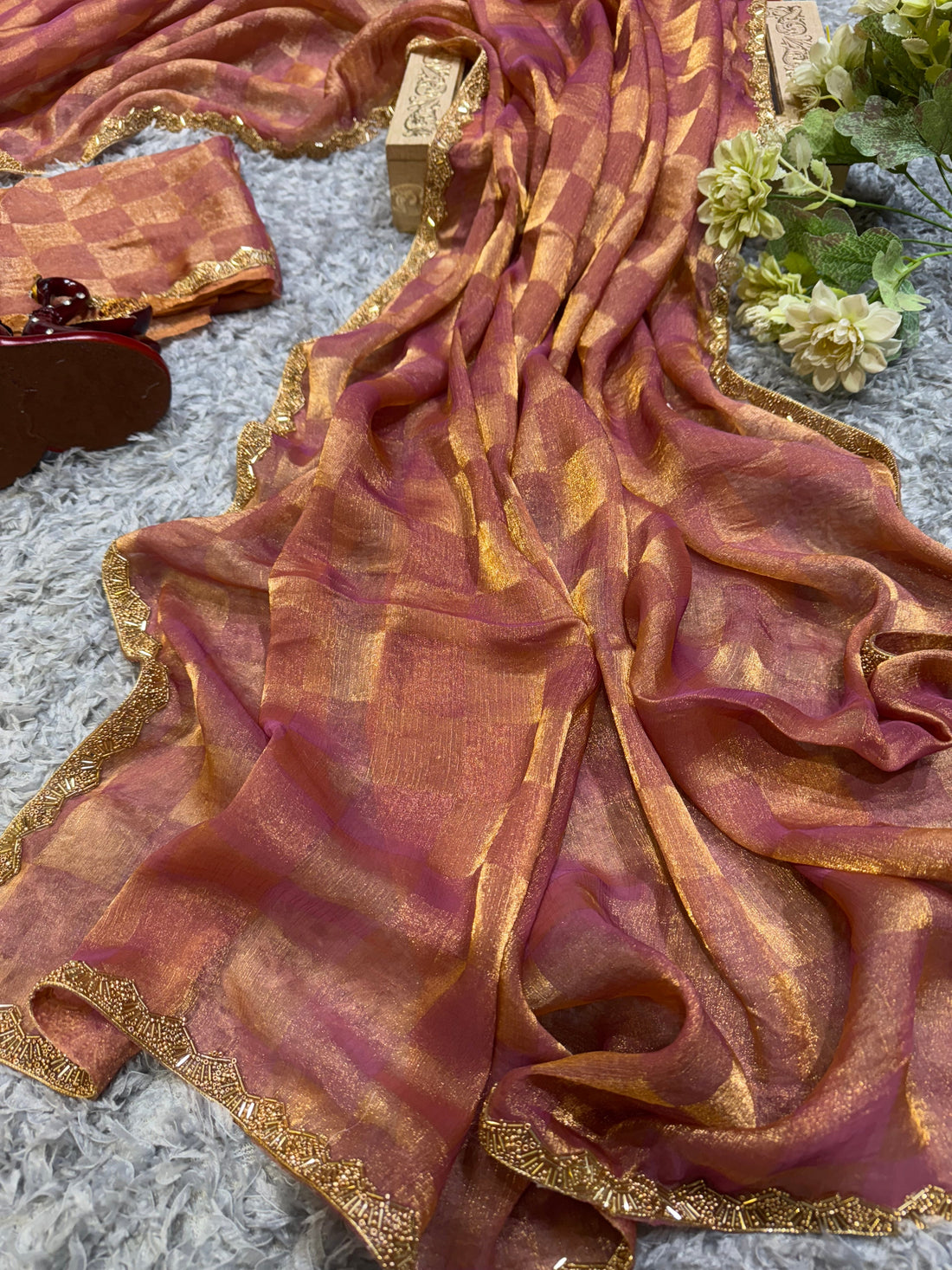 Super Trending Rust Designer Saree