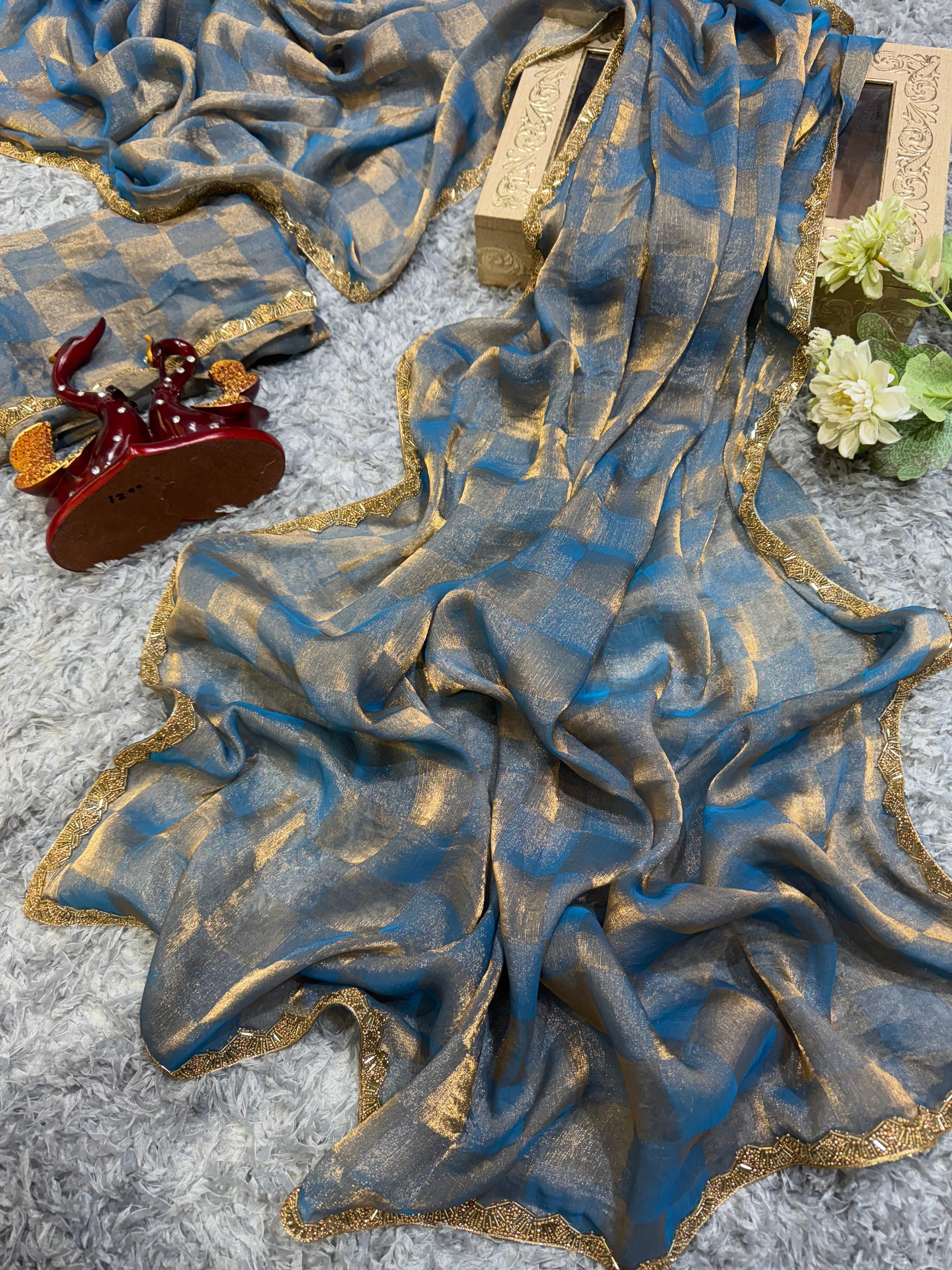 Super Trending Blue Designer Saree