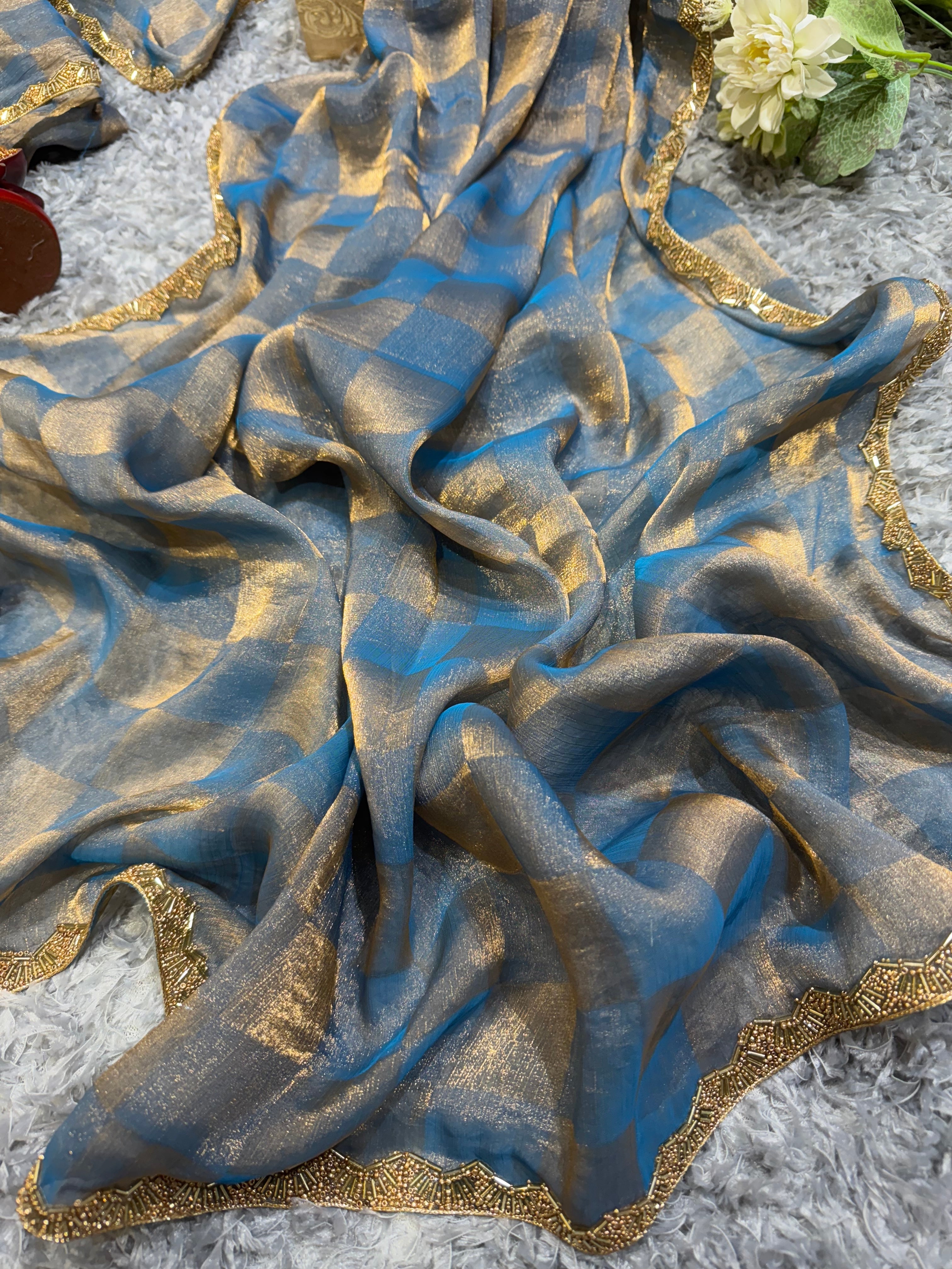 Super Trending Blue Designer Saree