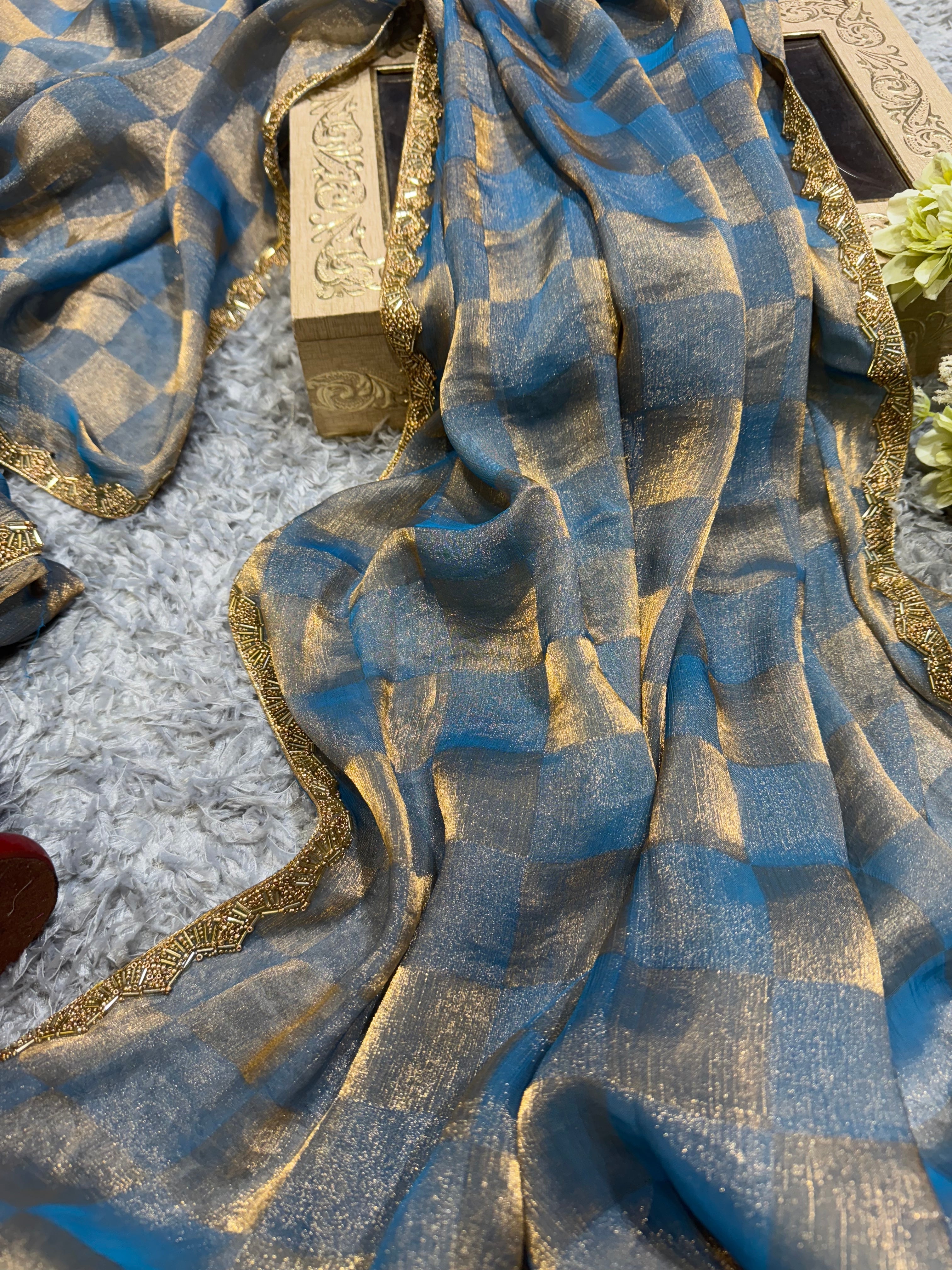 Super Trending Blue Designer Saree