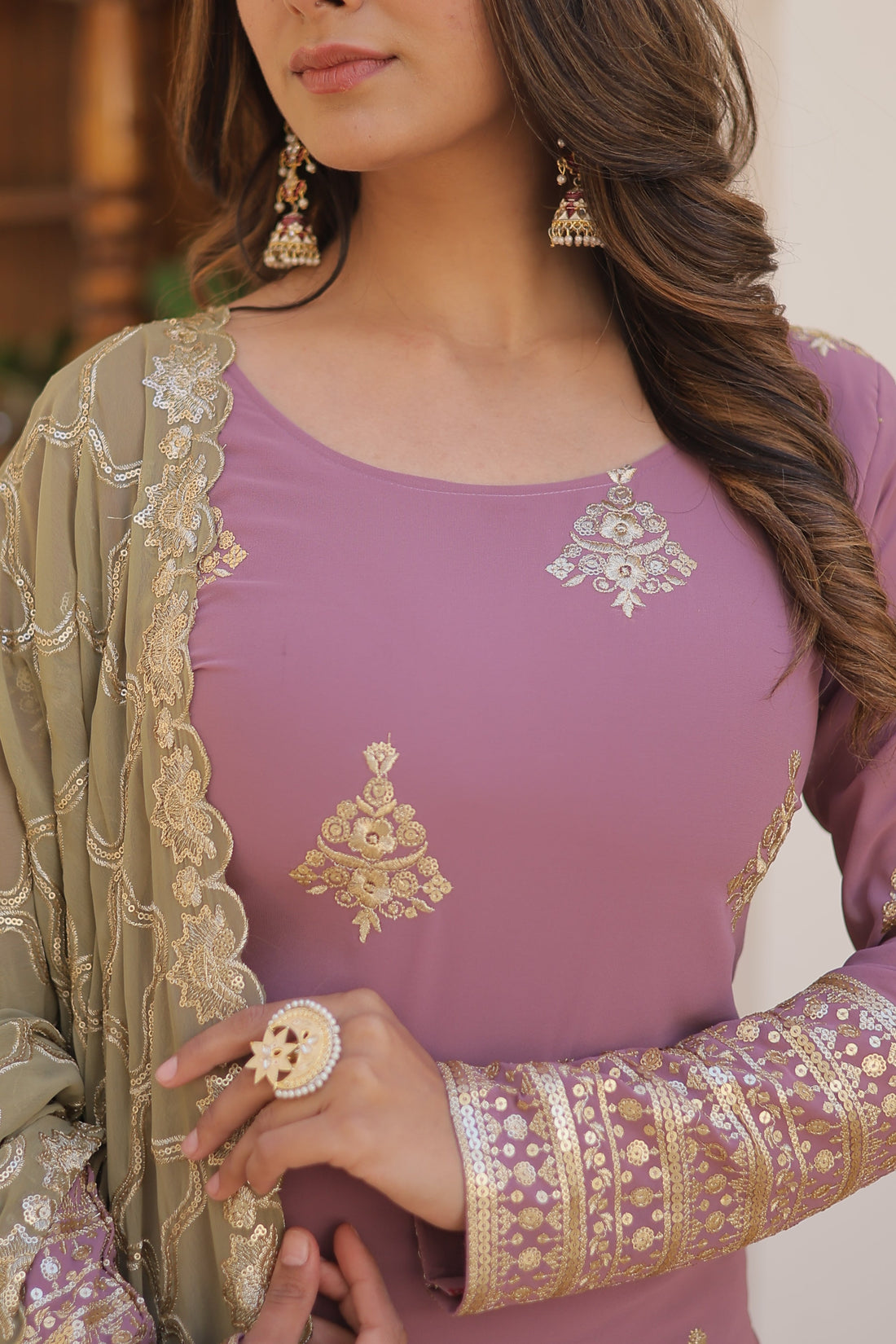 Beautiful Designer Kurti Plazo Dupatta Sets