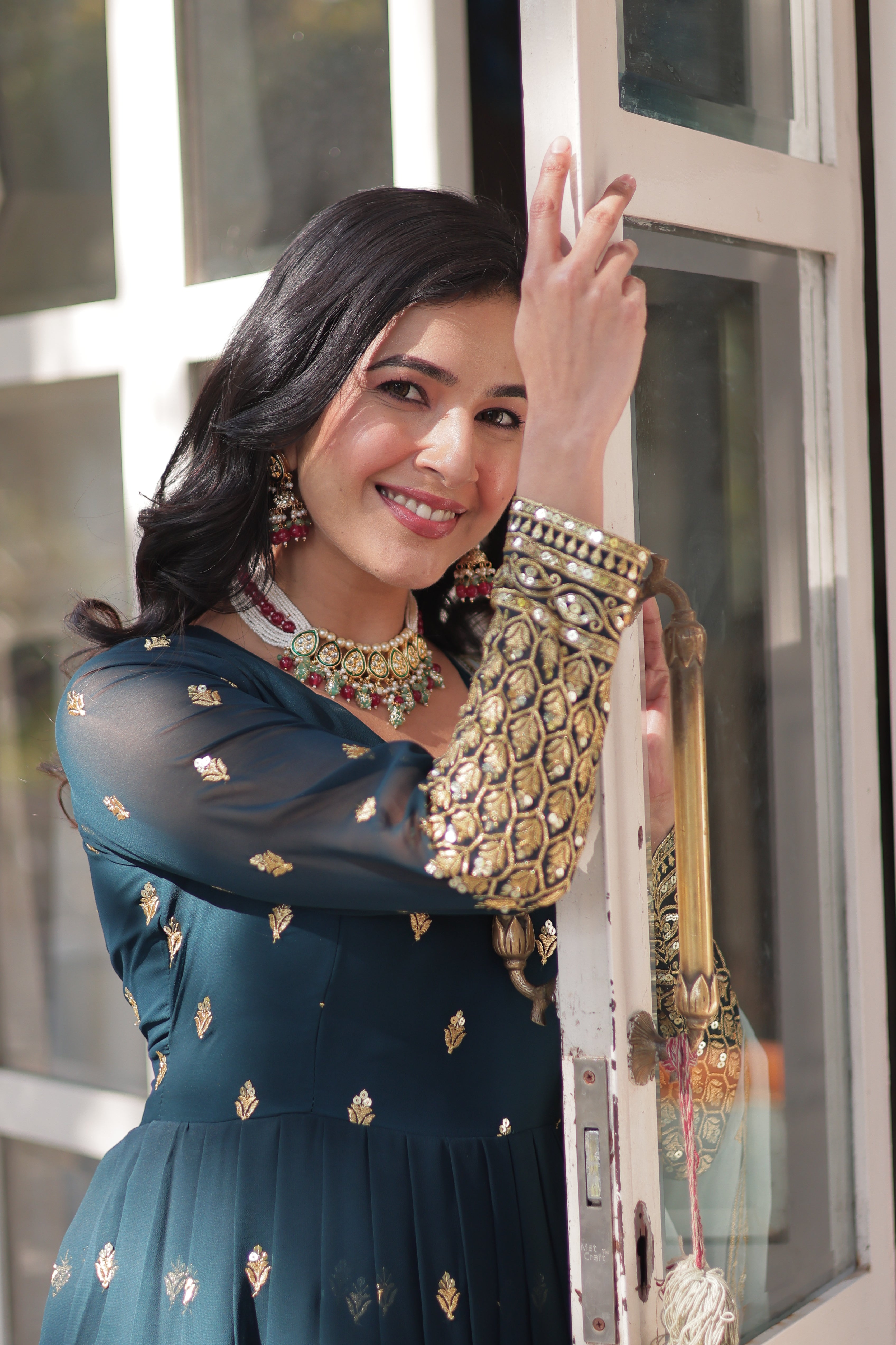 Premium Blue Designer Readymade Zari Gown