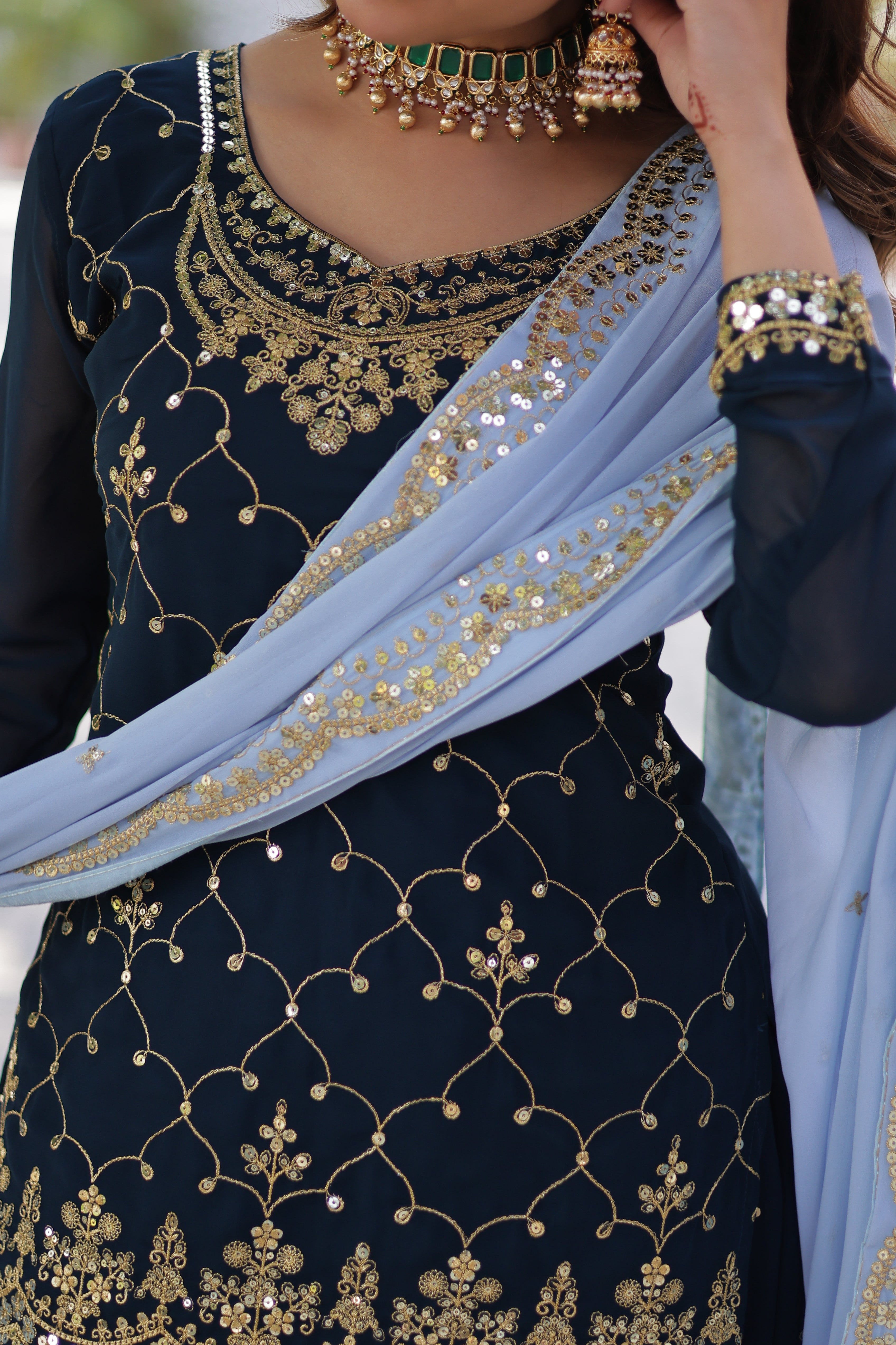 Premium Designer Readymade Kurti Palazo Dupatta Set