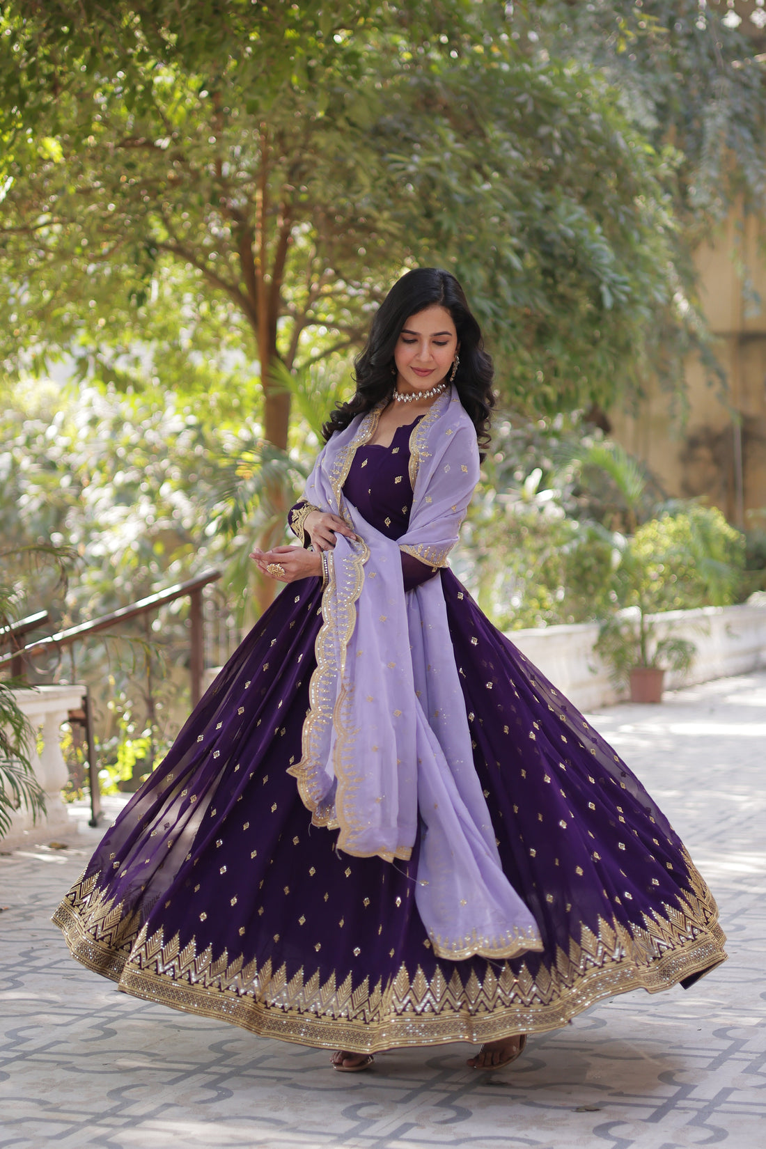 Blooming Gown with Embroidery Zari Sequins-work