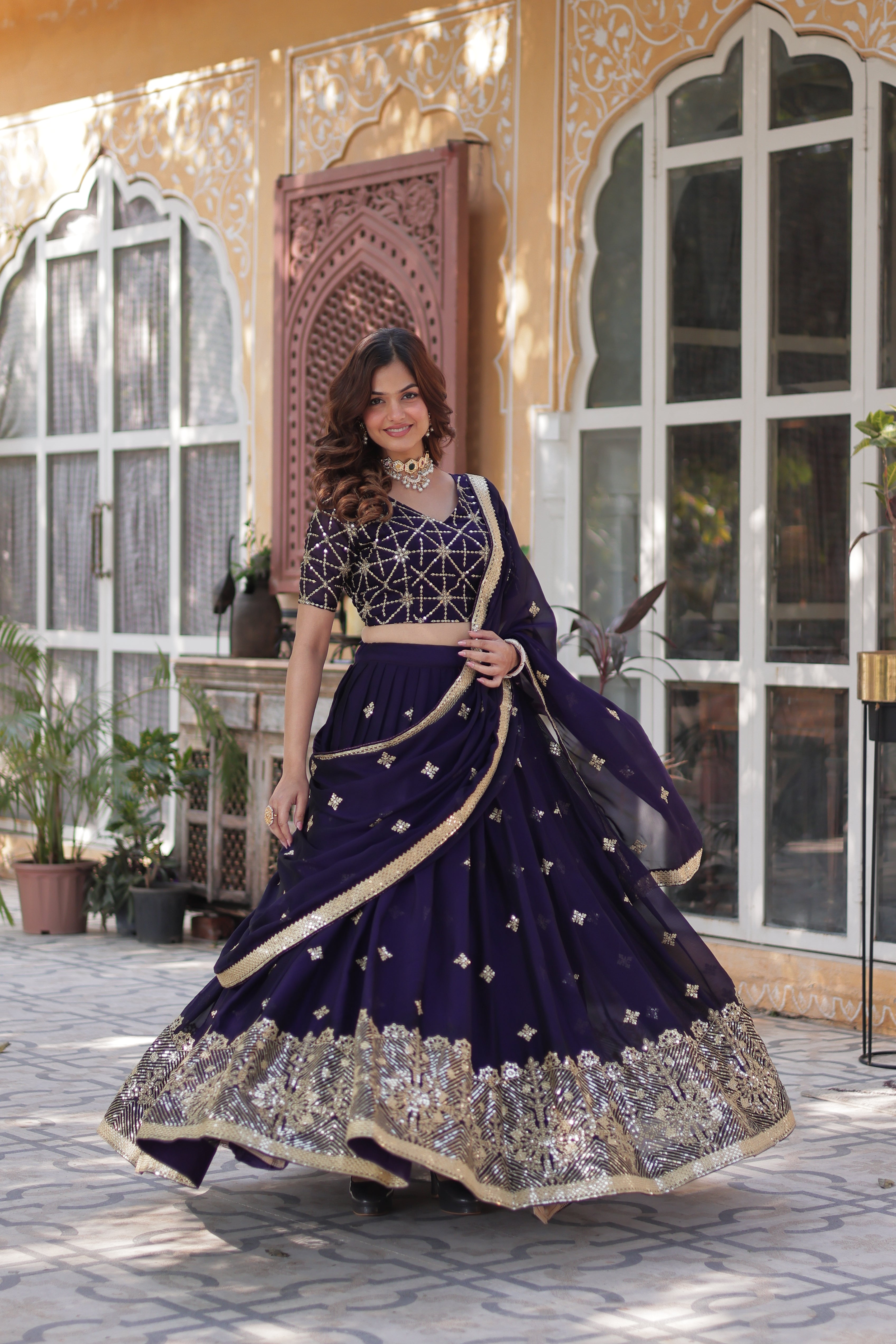 Elegant Designer Rangoli Silk Lehenga