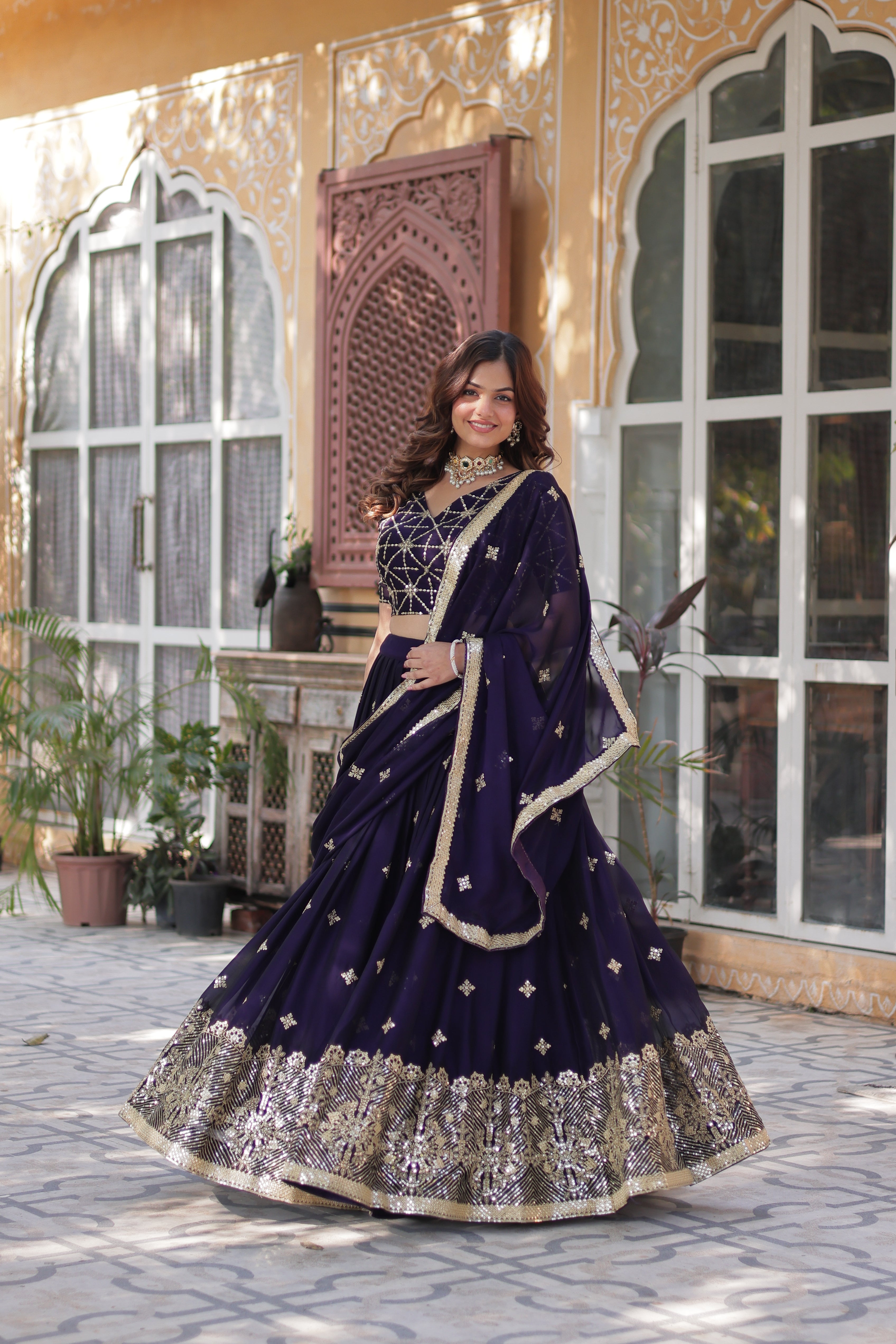 Elegant Designer Rangoli Silk Lehenga