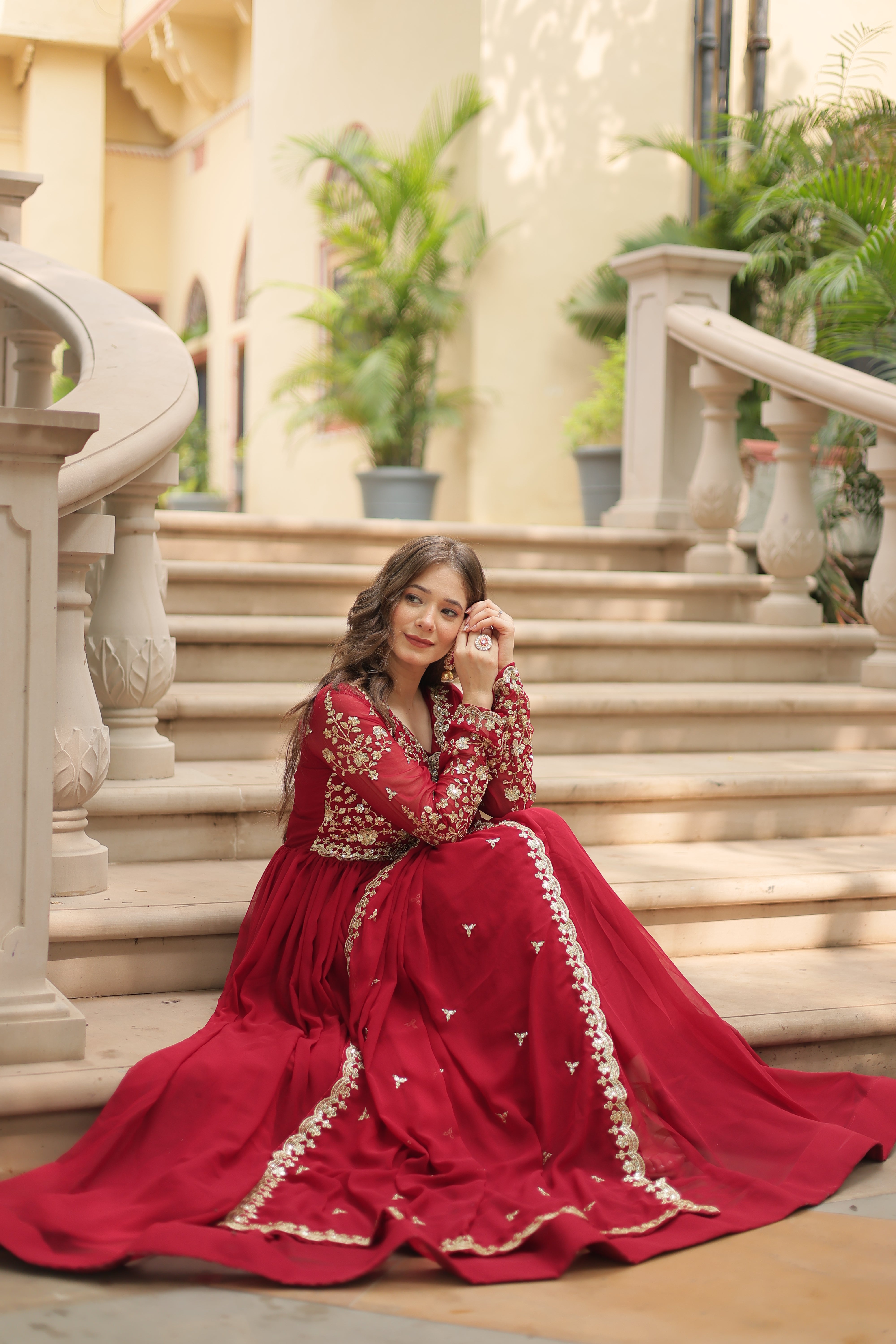 Beautiful Alia Cut Designer Gown With Dupatta Sets