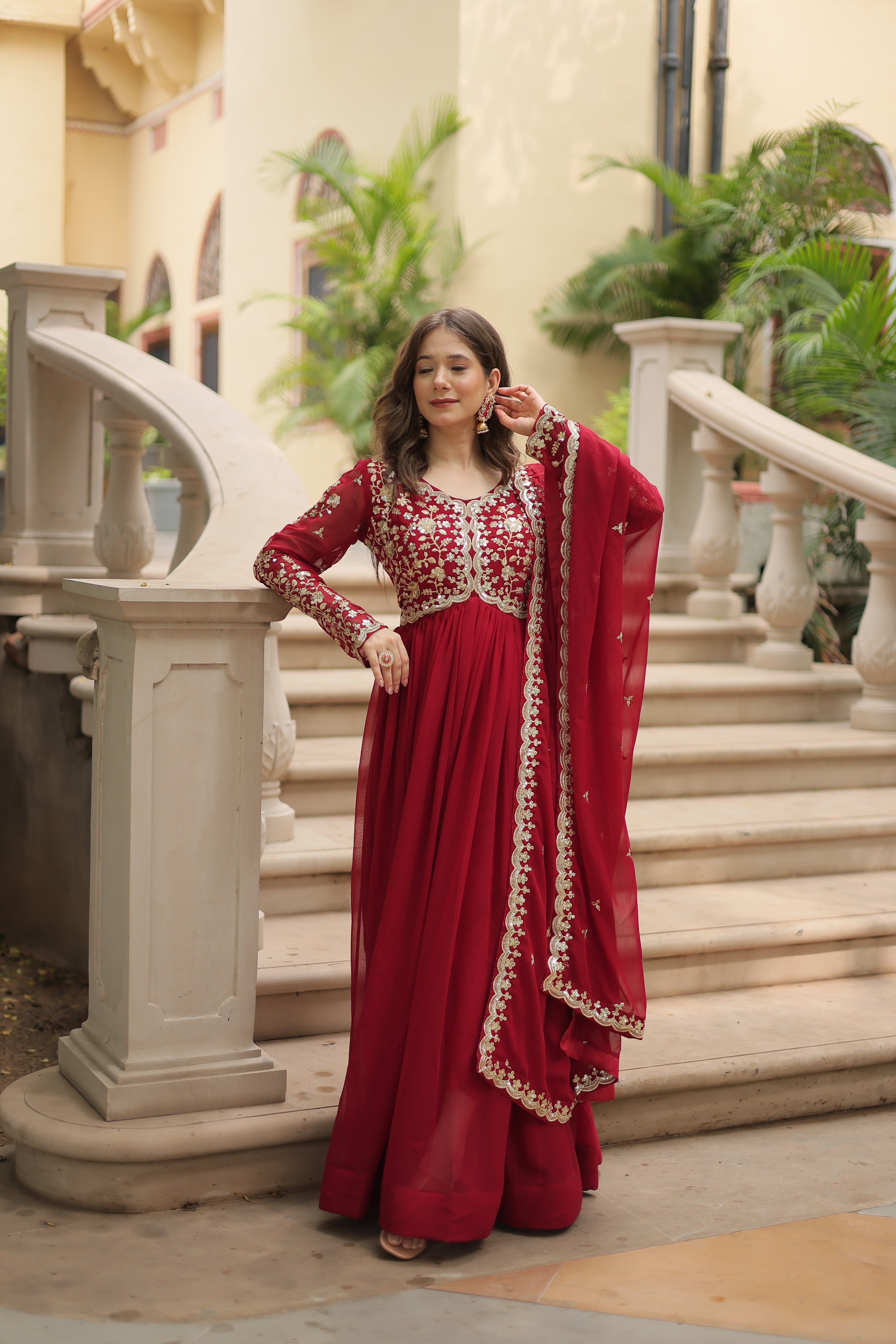 Beautiful Alia Cut Designer Gown With Dupatta Sets