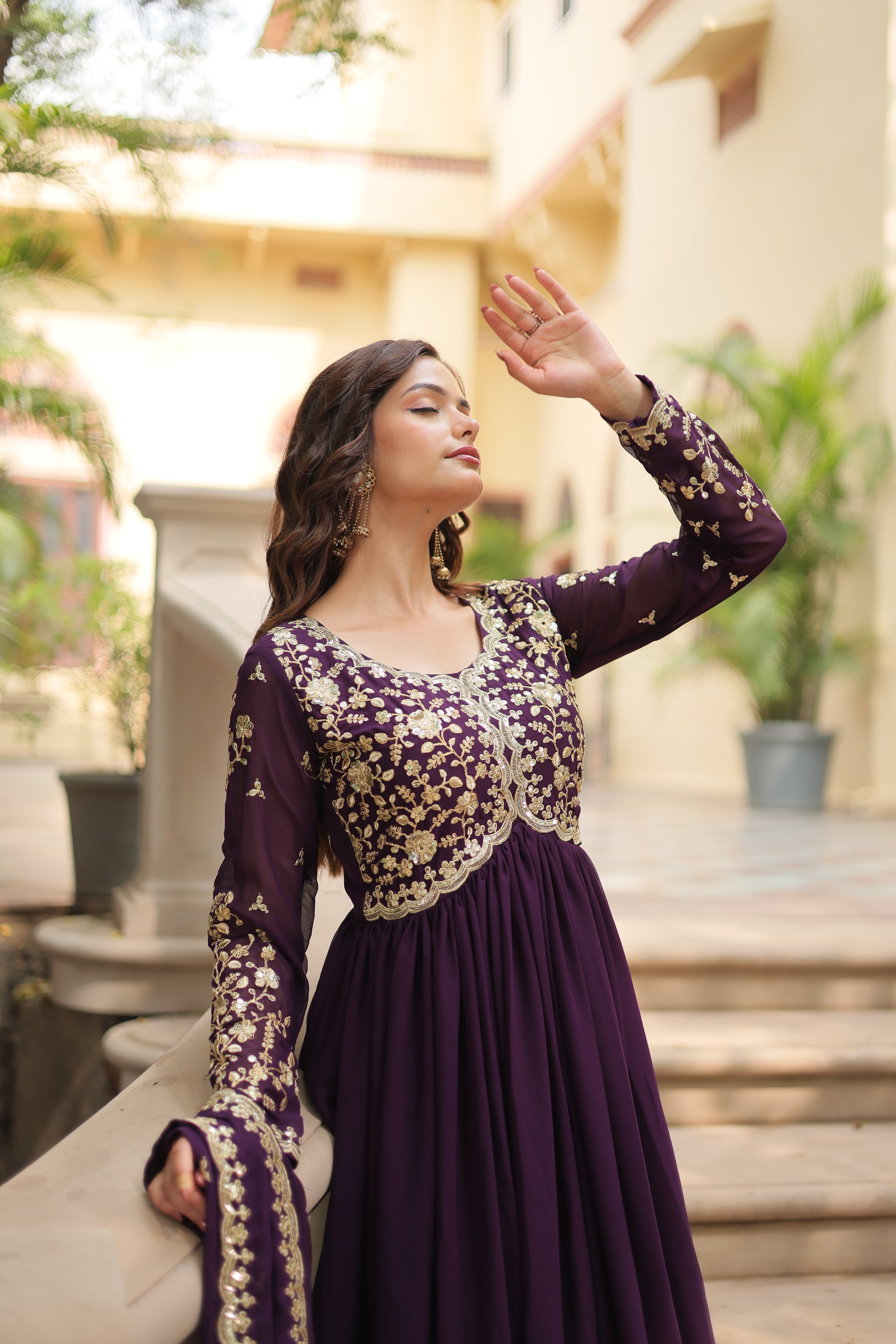 Beautiful Alia Cut Designer Gown With Dupatta Sets