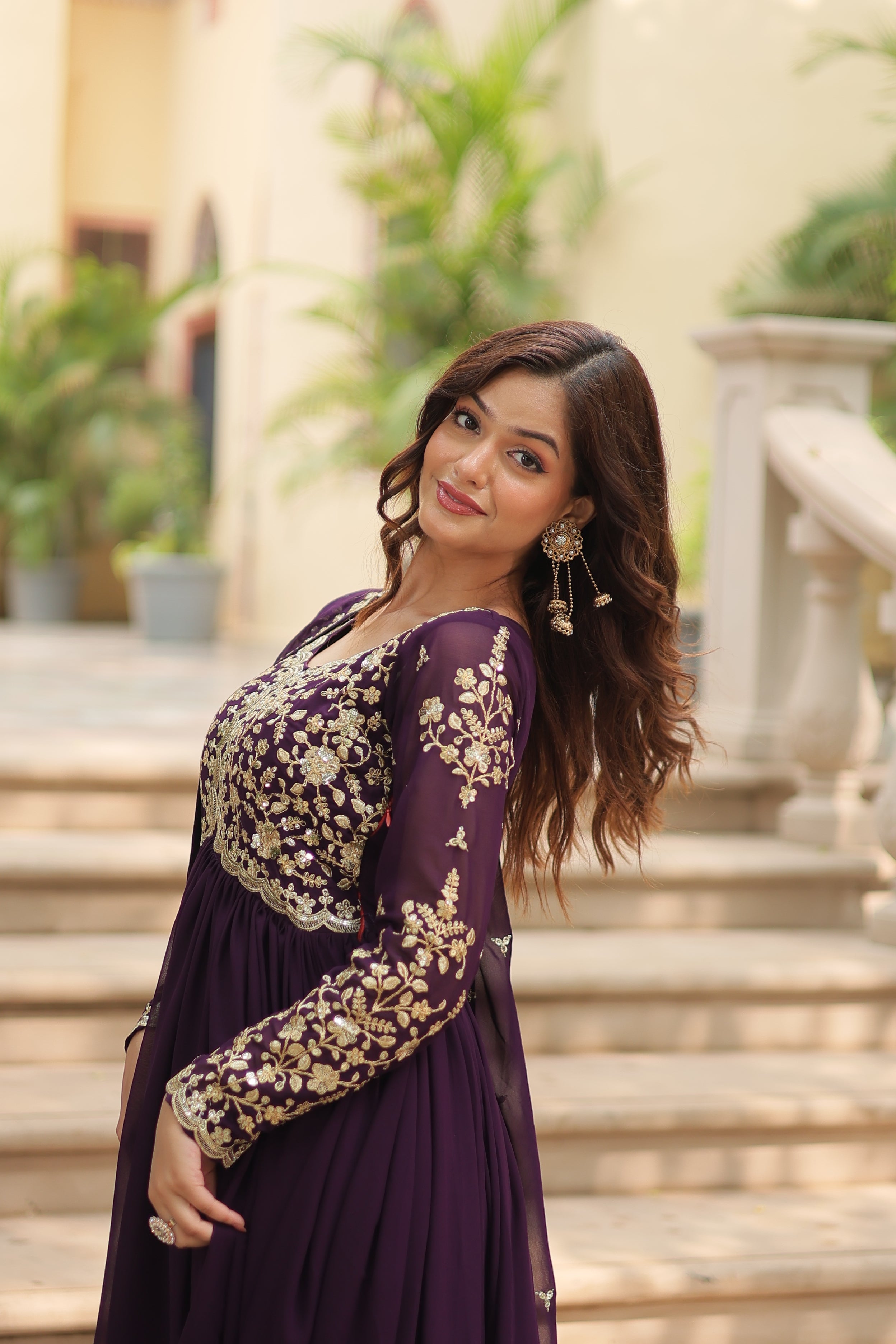 Beautiful Alia Cut Designer Gown With Dupatta Sets