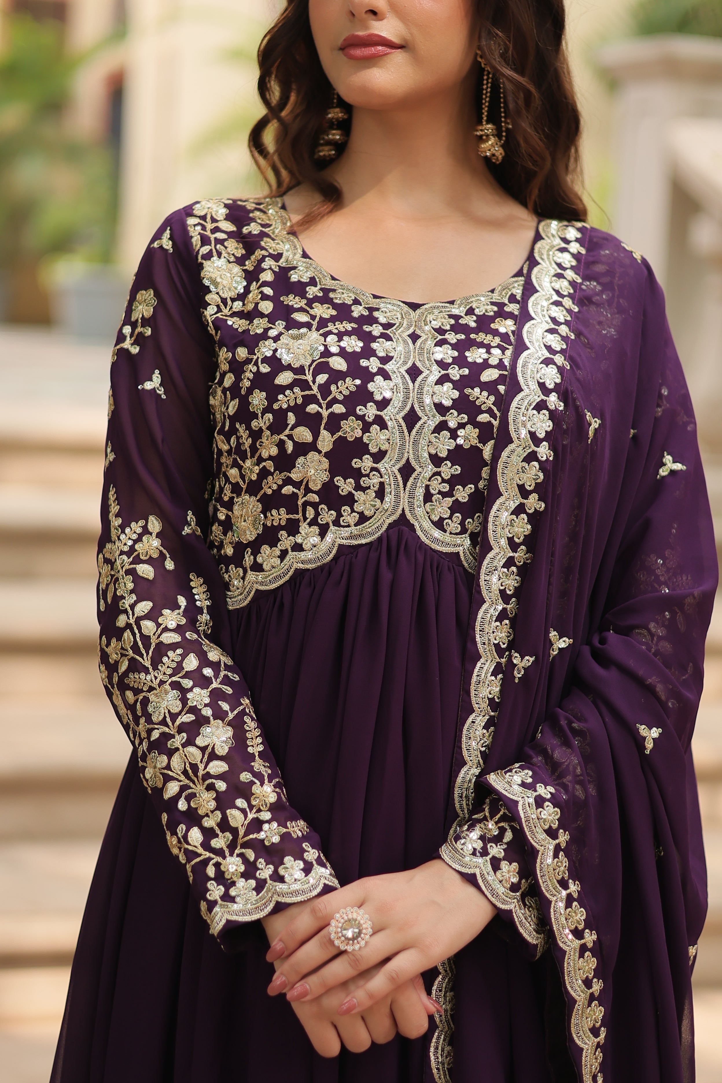 Beautiful Alia Cut Designer Gown With Dupatta Sets