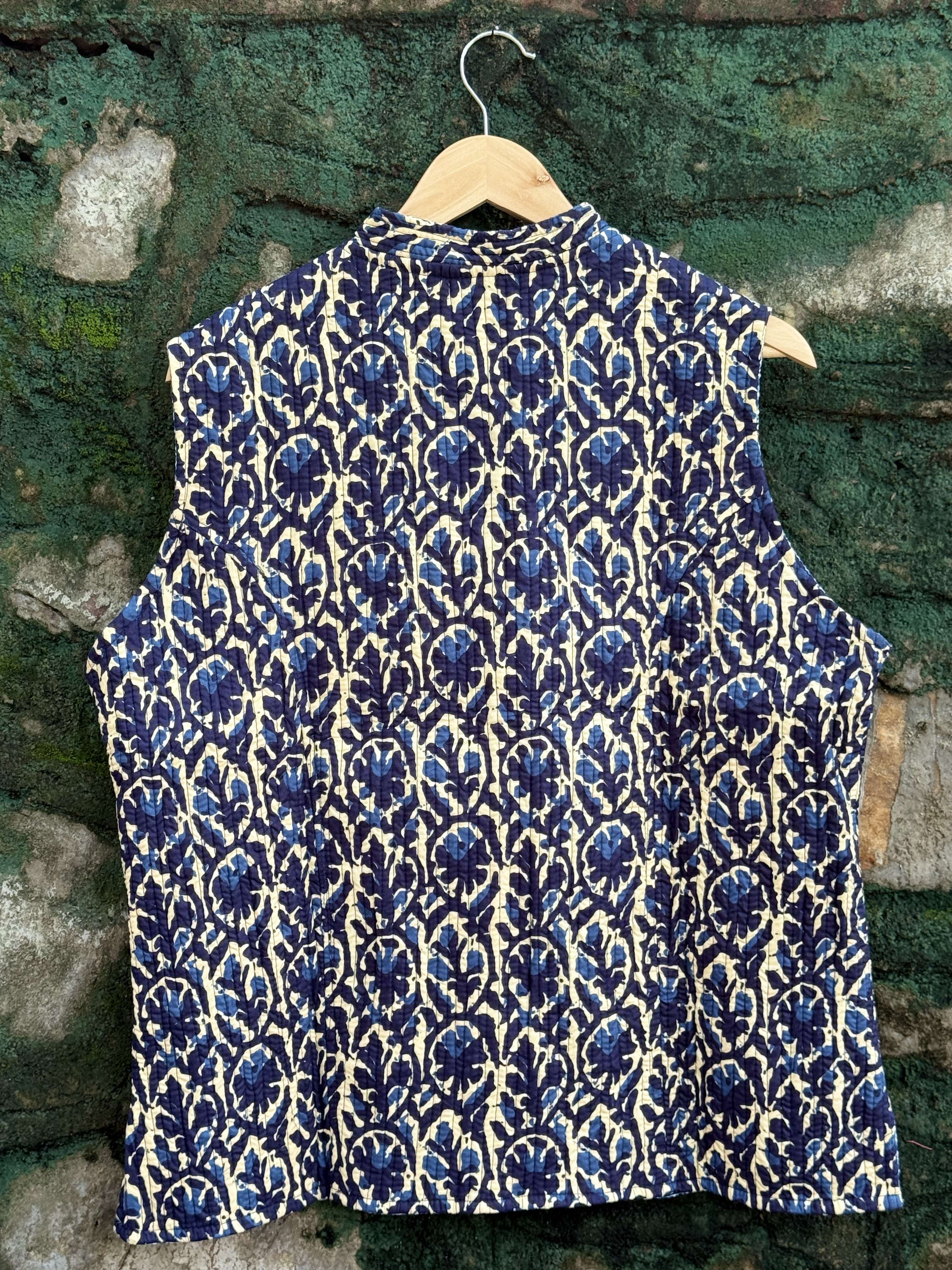 Womens Navy Blue Velvet Embroidered Jacket with Floral Design