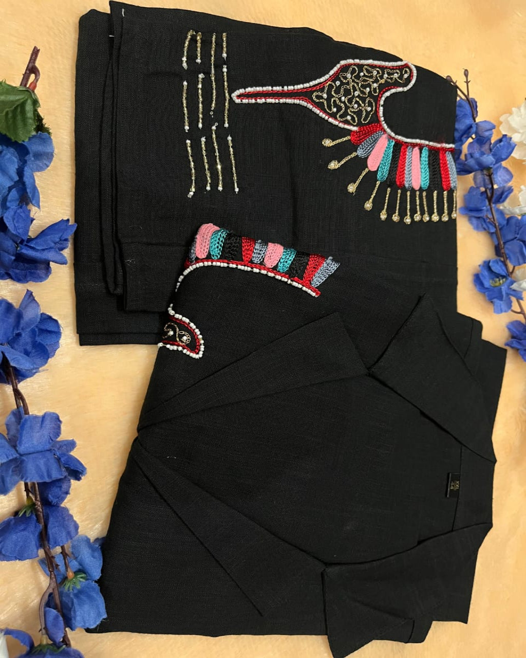 Hand Aari Embroidery Black Co-Ord set