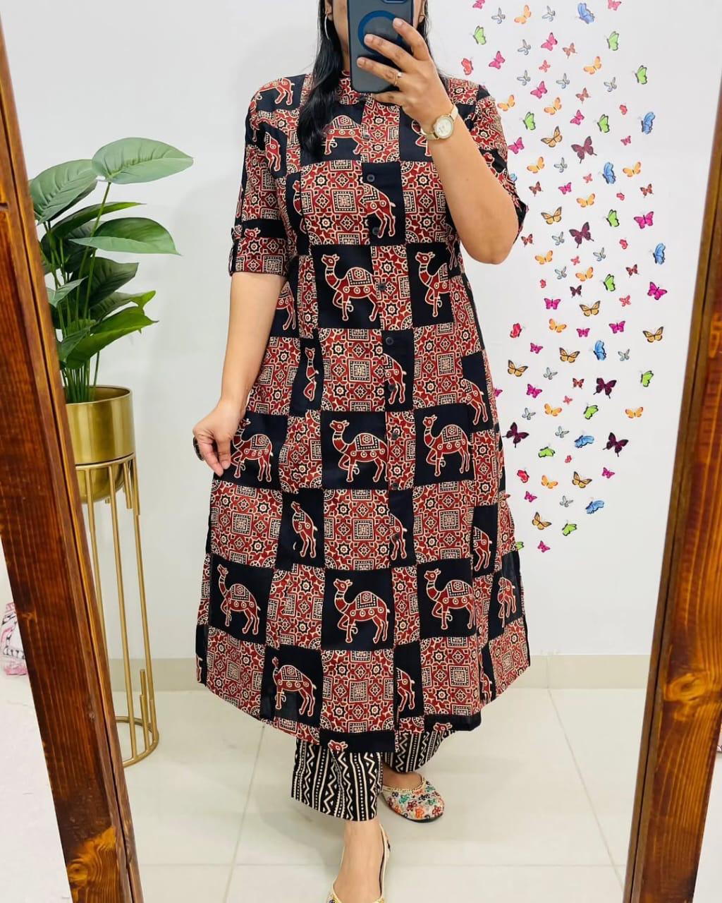 Black Premium Jaipuri Floral Fine Cotton Co-Ord Set