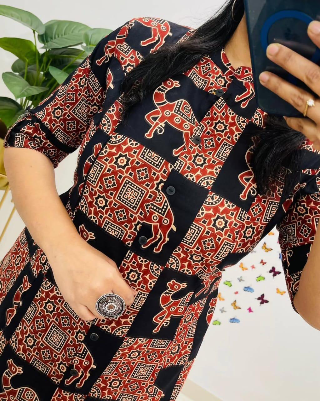 Black Premium Jaipuri Floral Fine Cotton Co-Ord Set