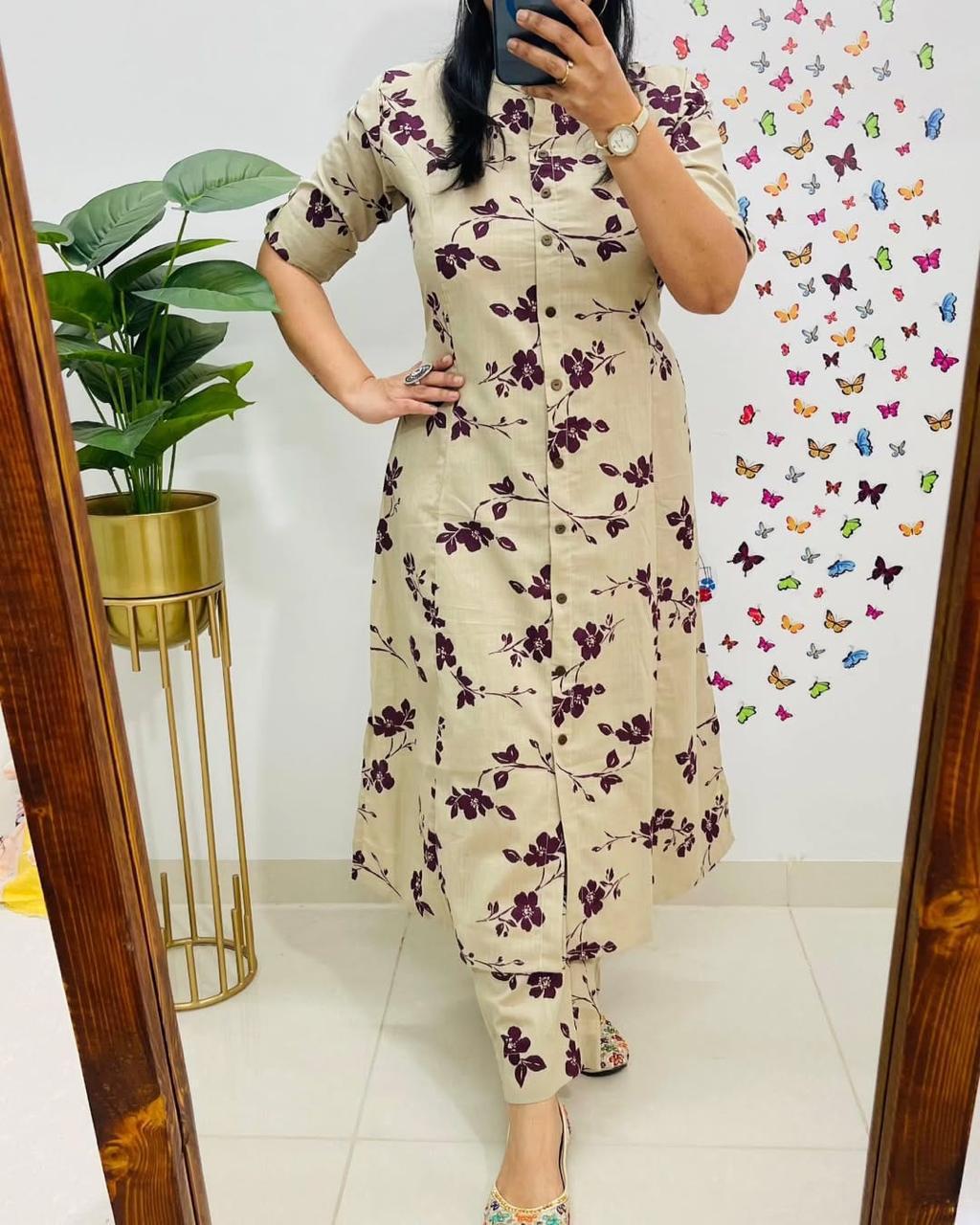 cotton co-ord set, florral kurta set, Noorahe 