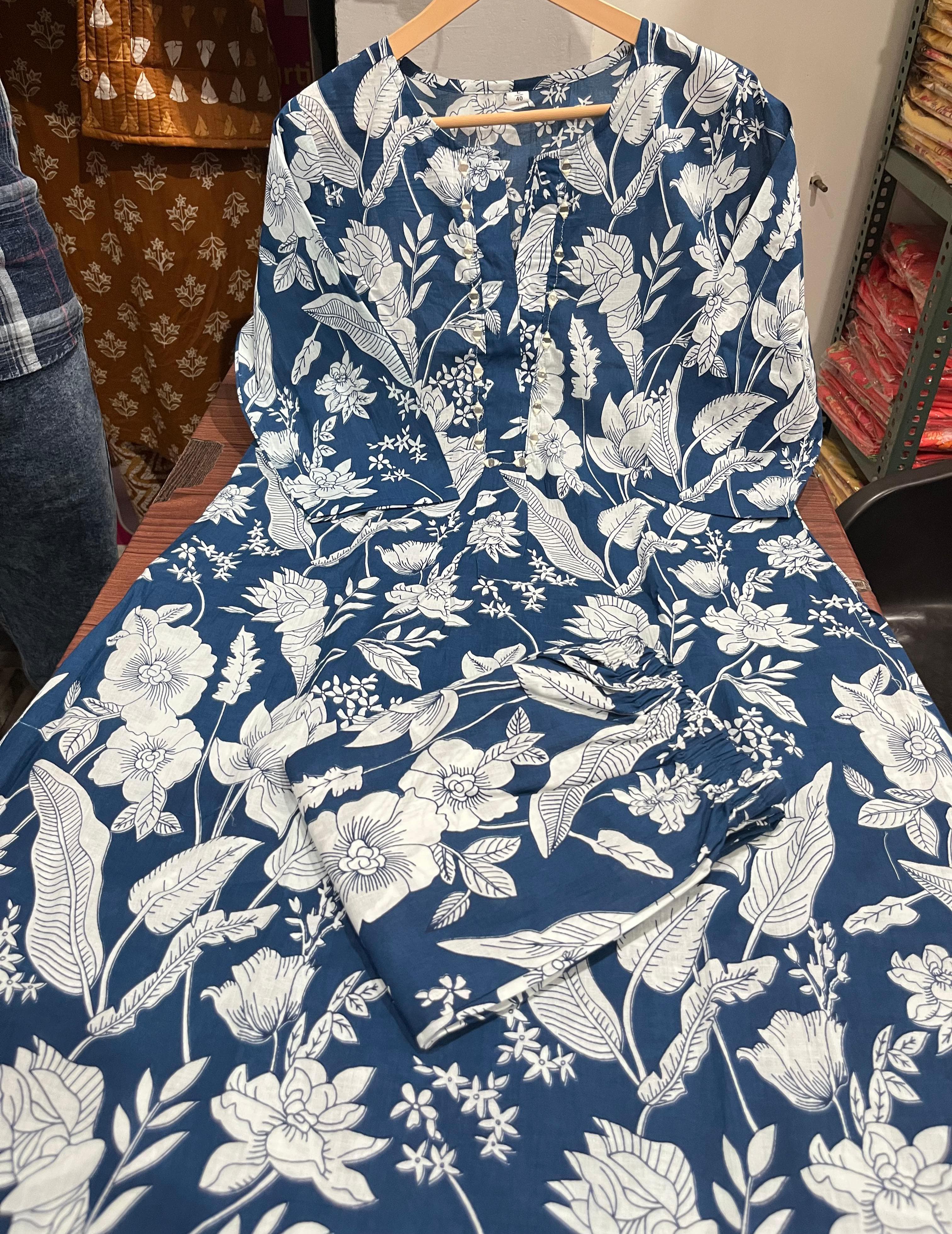 Beautiful Blue Mirror Work Kurti