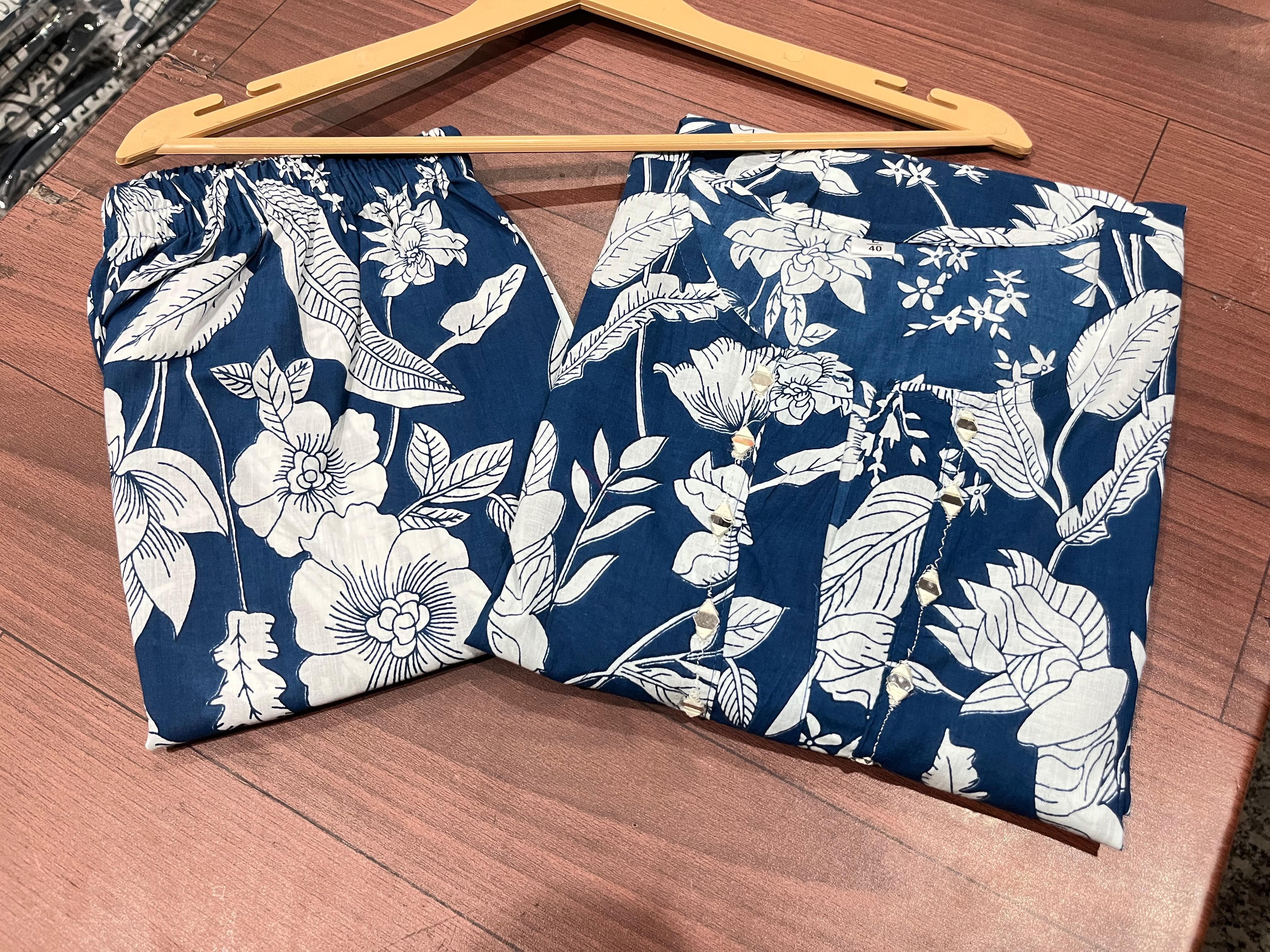 Beautiful Blue Mirror Work Kurti