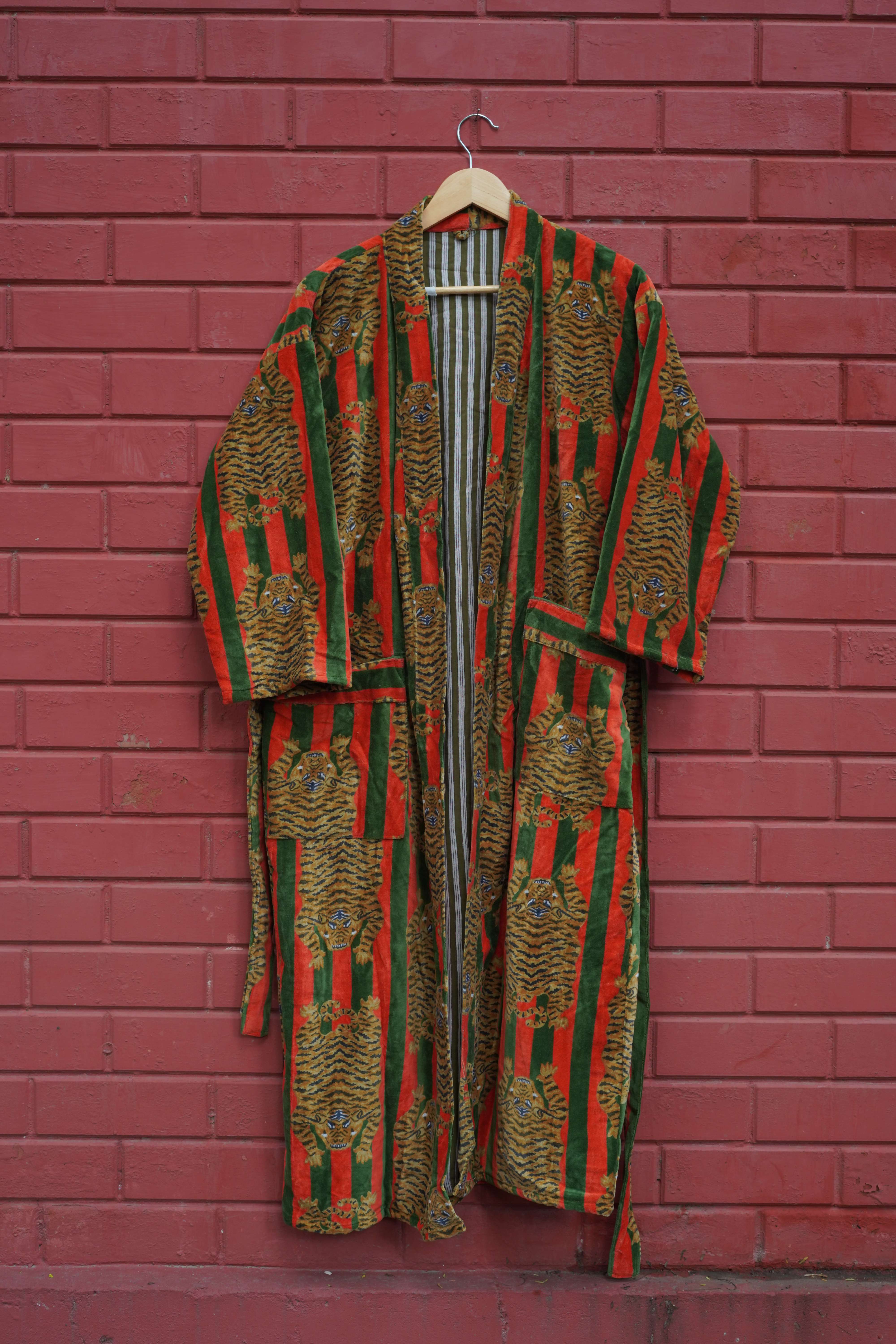 Womens Red Green Velvet Embroidered Jacket with Floral Design