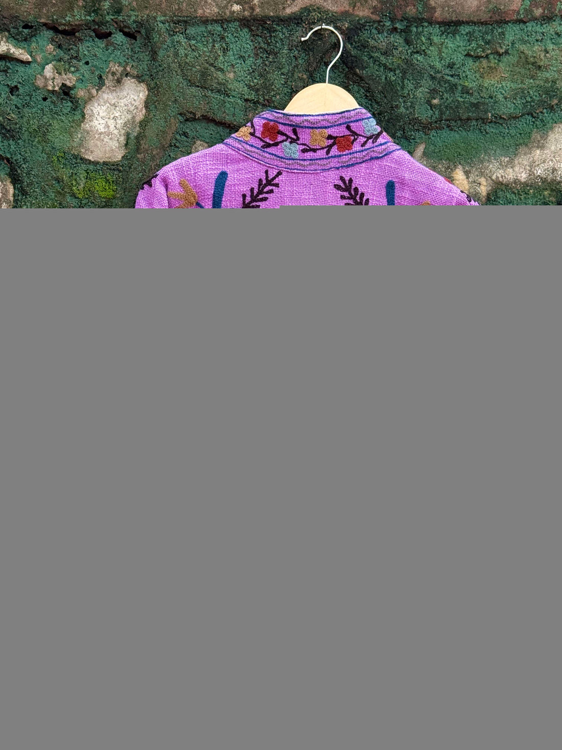 Womens Purple Velvet Embroidered Jacket with Floral Design
