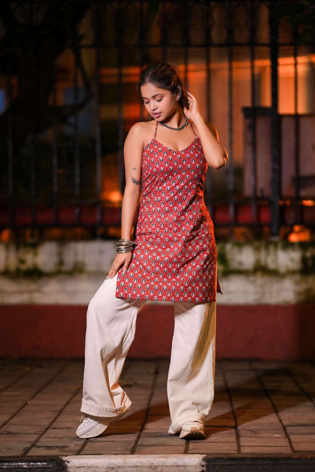 Know It Girl Backless Halter Neck Short Kurti