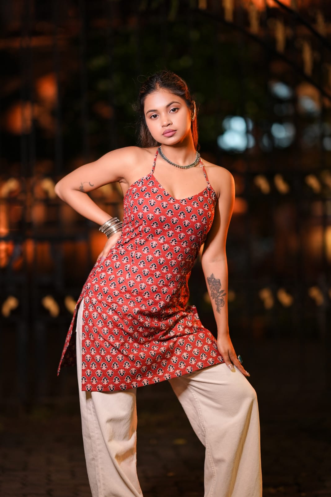 Know It Girl Backless Halter Neck Short Kurti