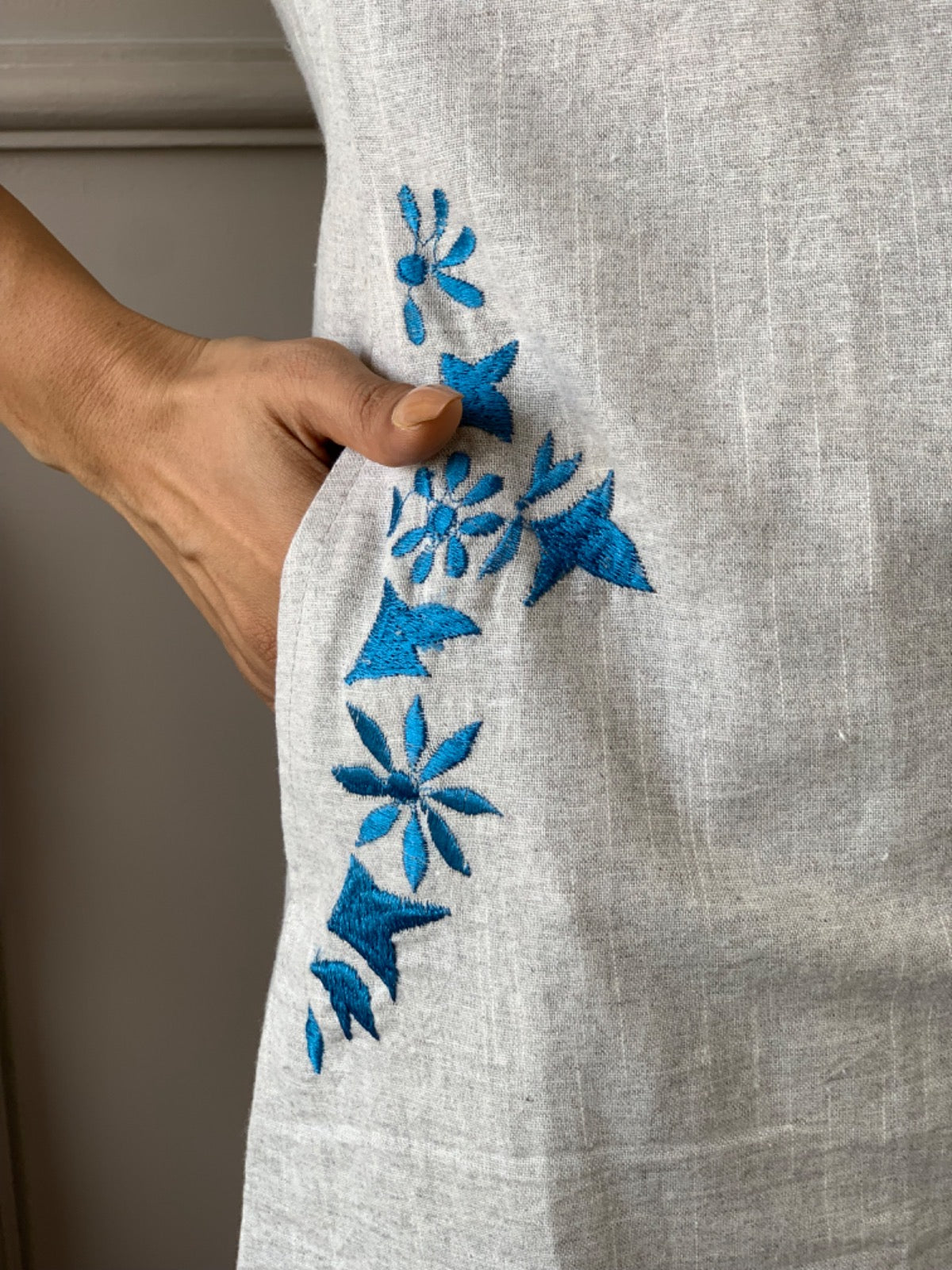 Pure cotton hand embroidered kurta palazzo co ord set