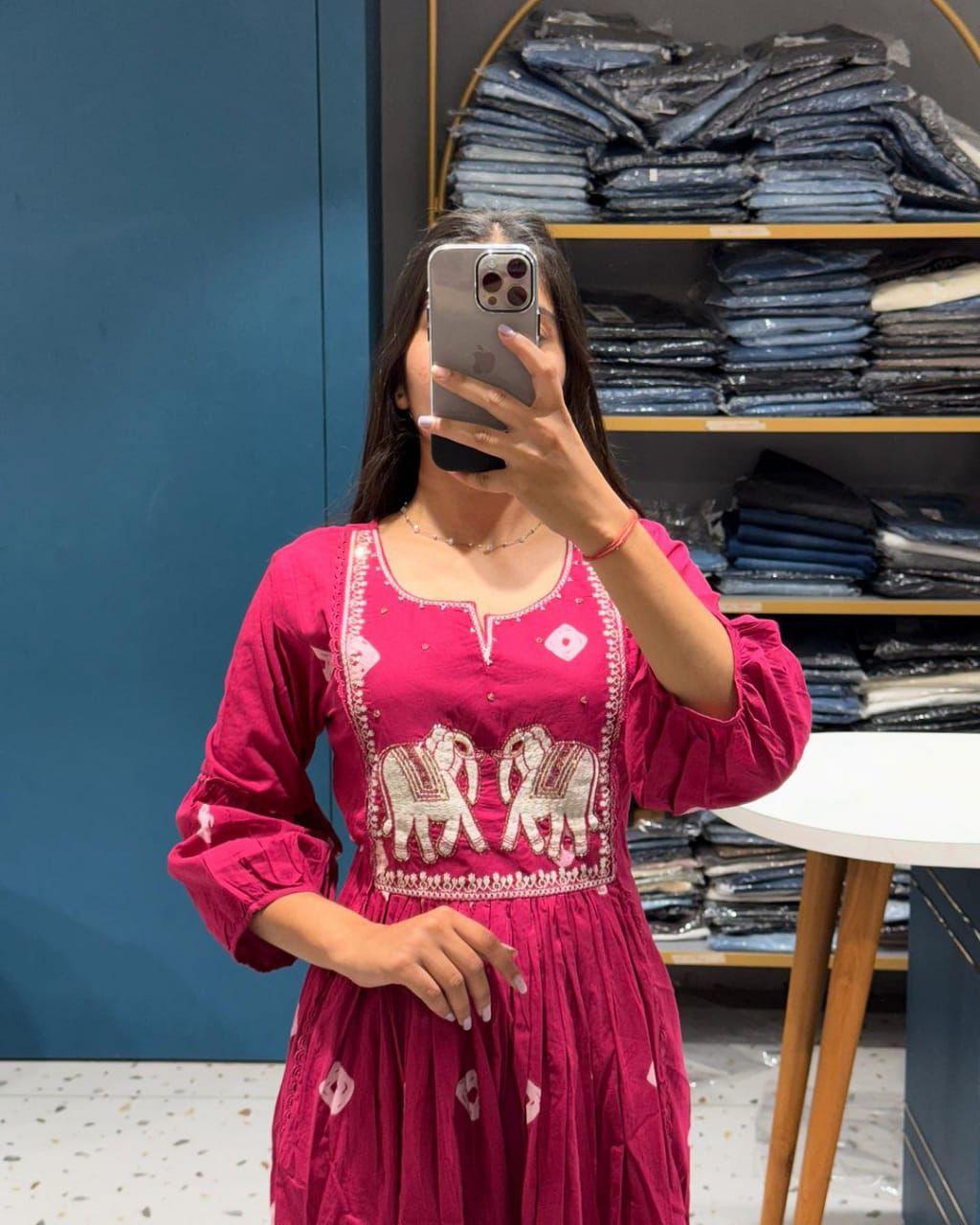 Adda Work Bandhani Print Kurta Set