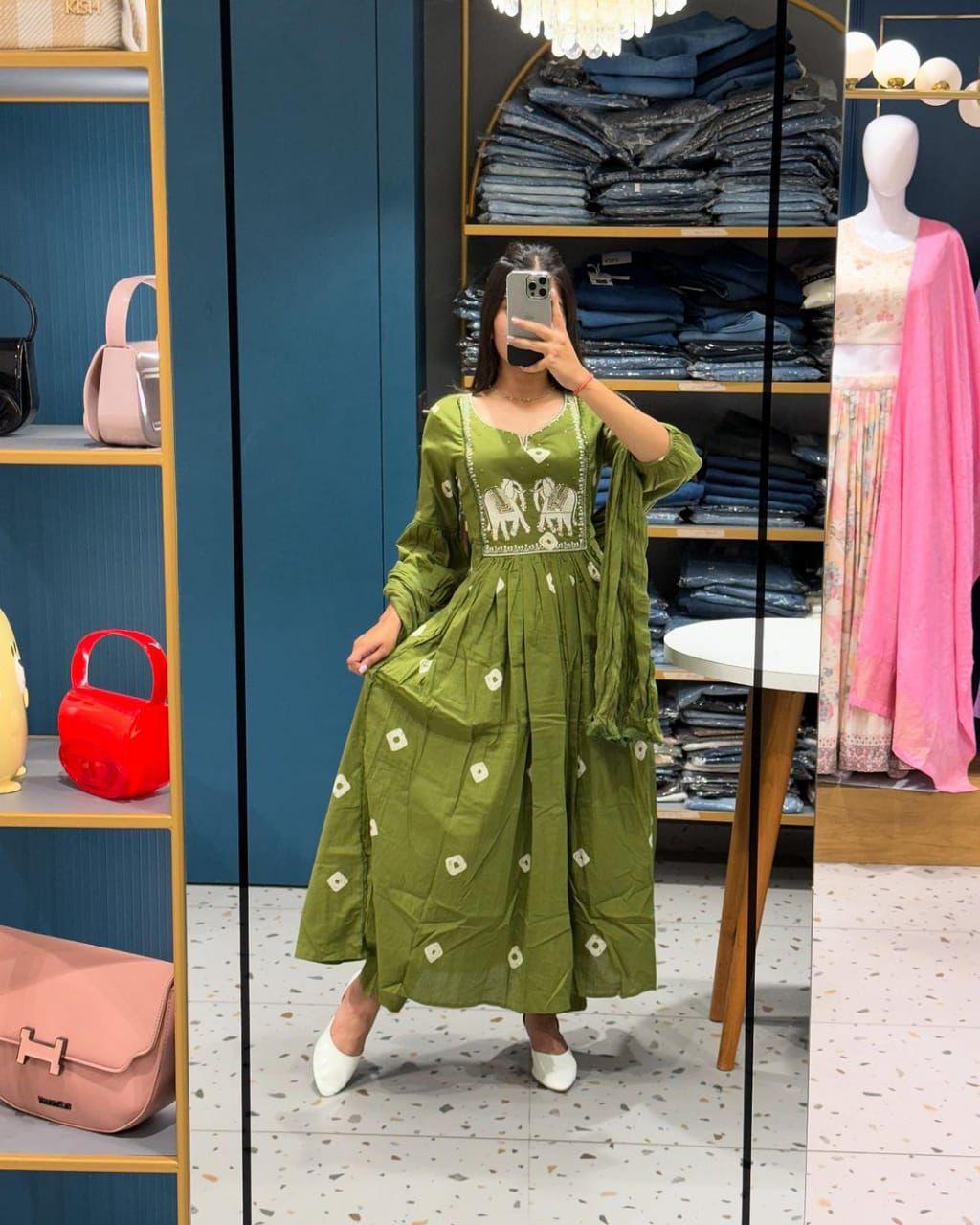 Adda Work Bandhani Print Kurta Set