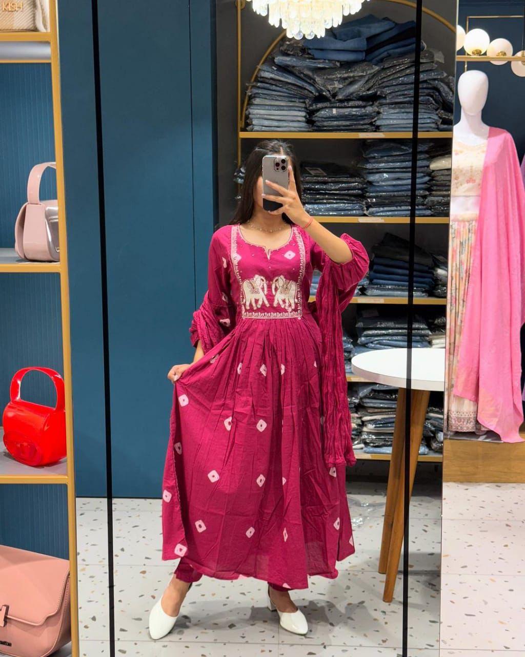 Adda Work Bandhani Print Kurta Set