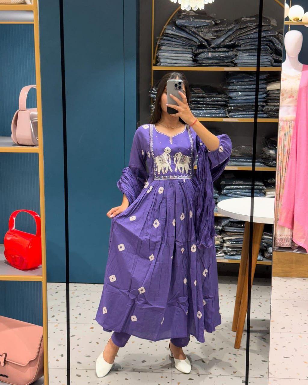 Adda Work Bandhani Print Kurta Set