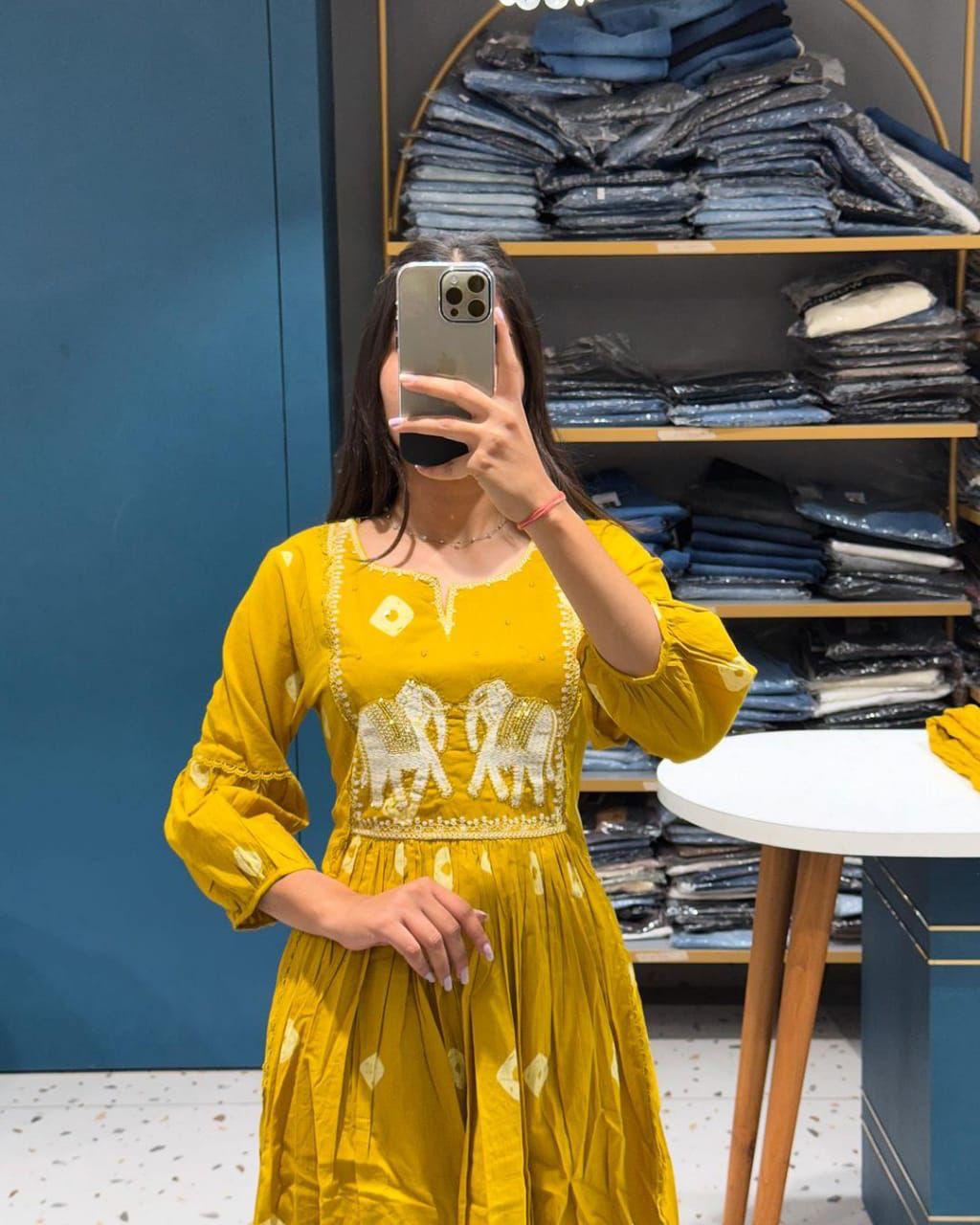 Adda Work Bandhani Print Kurta Set