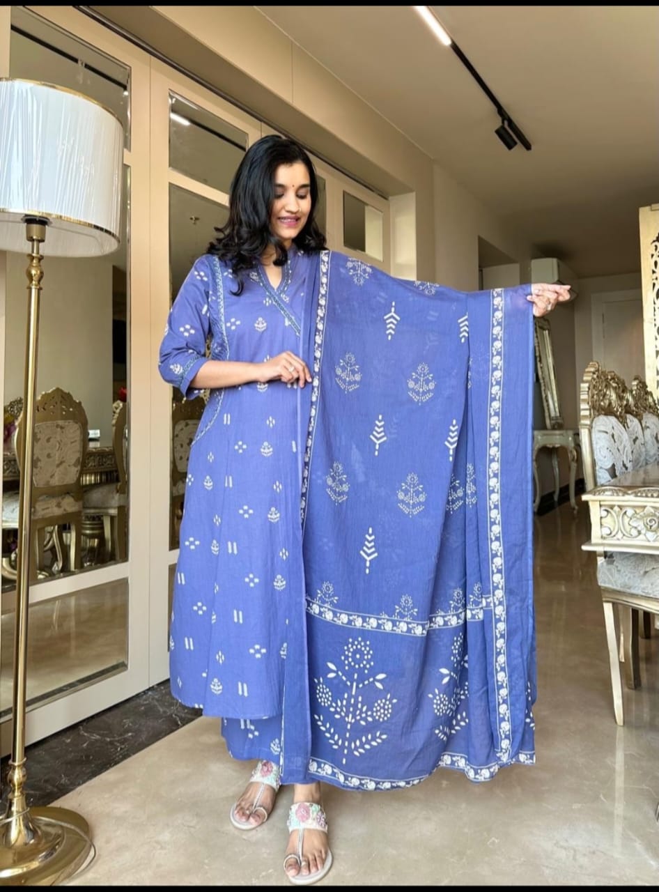 Angrakha Style Cotton Suit set for women