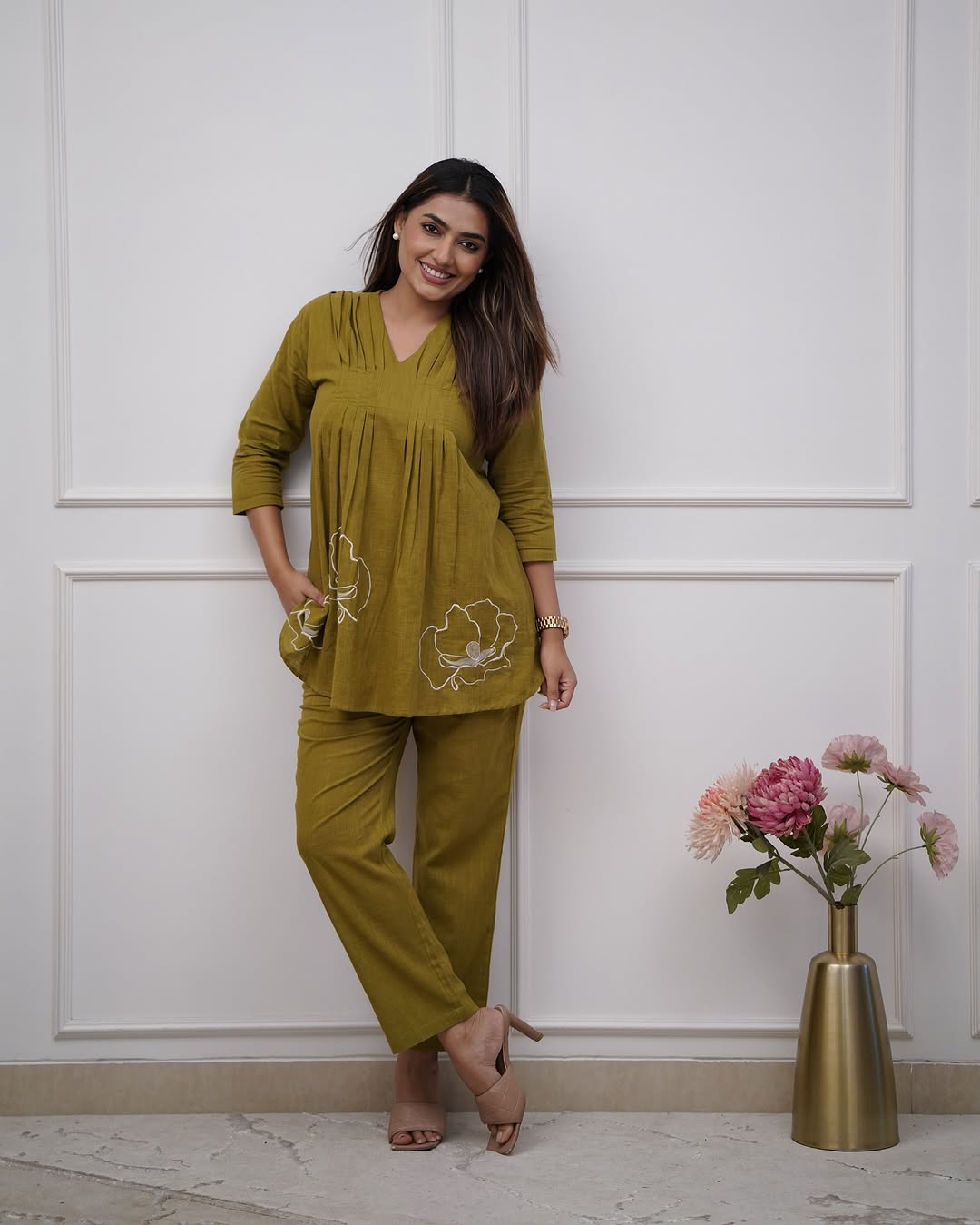 Classy Summers Special Cotton Cord Set with White Thread Embroidery