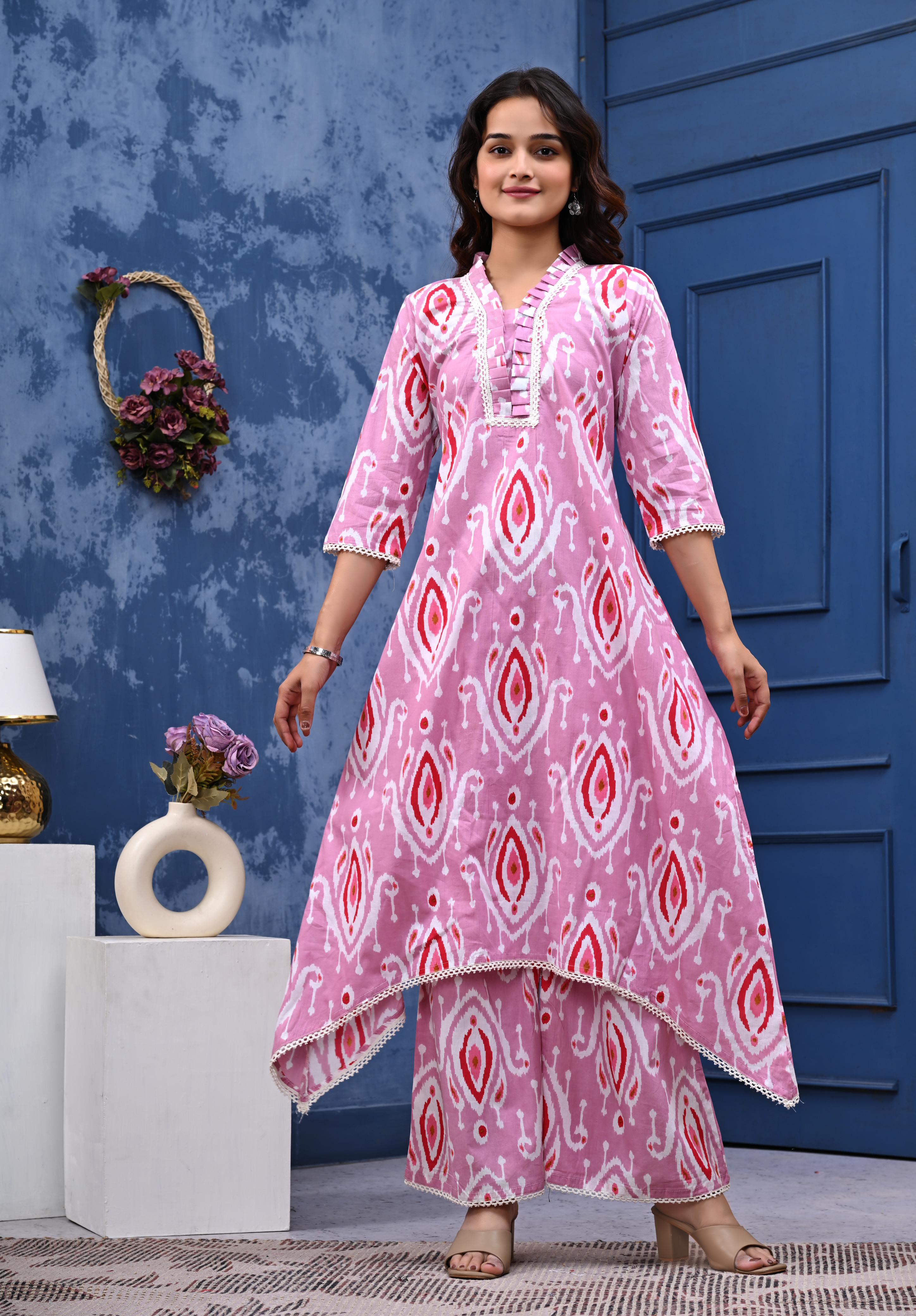 A line cotton kurta palazzo set