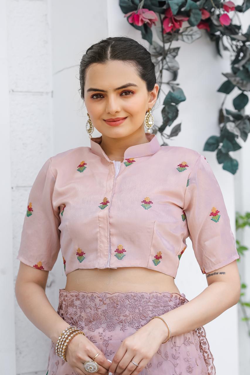 Pure Shiny Zari Chiffon Saree With Beautiful Work