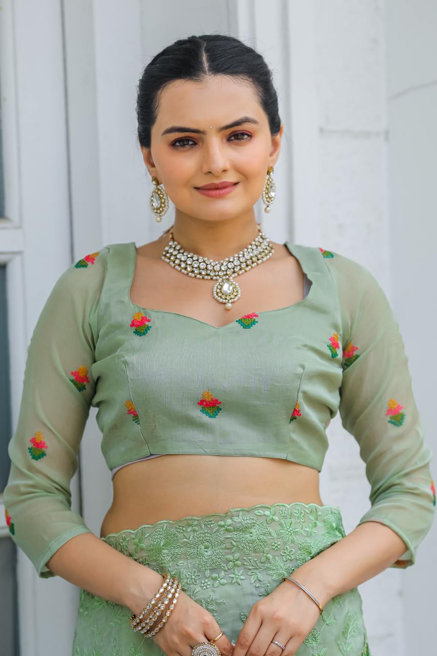 Pure Shiny Zari Chiffon Saree With Beautiful Work