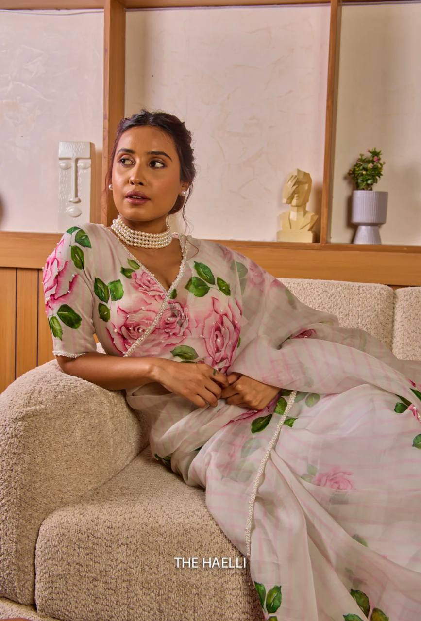 Exclusive Floral Handwork Saree