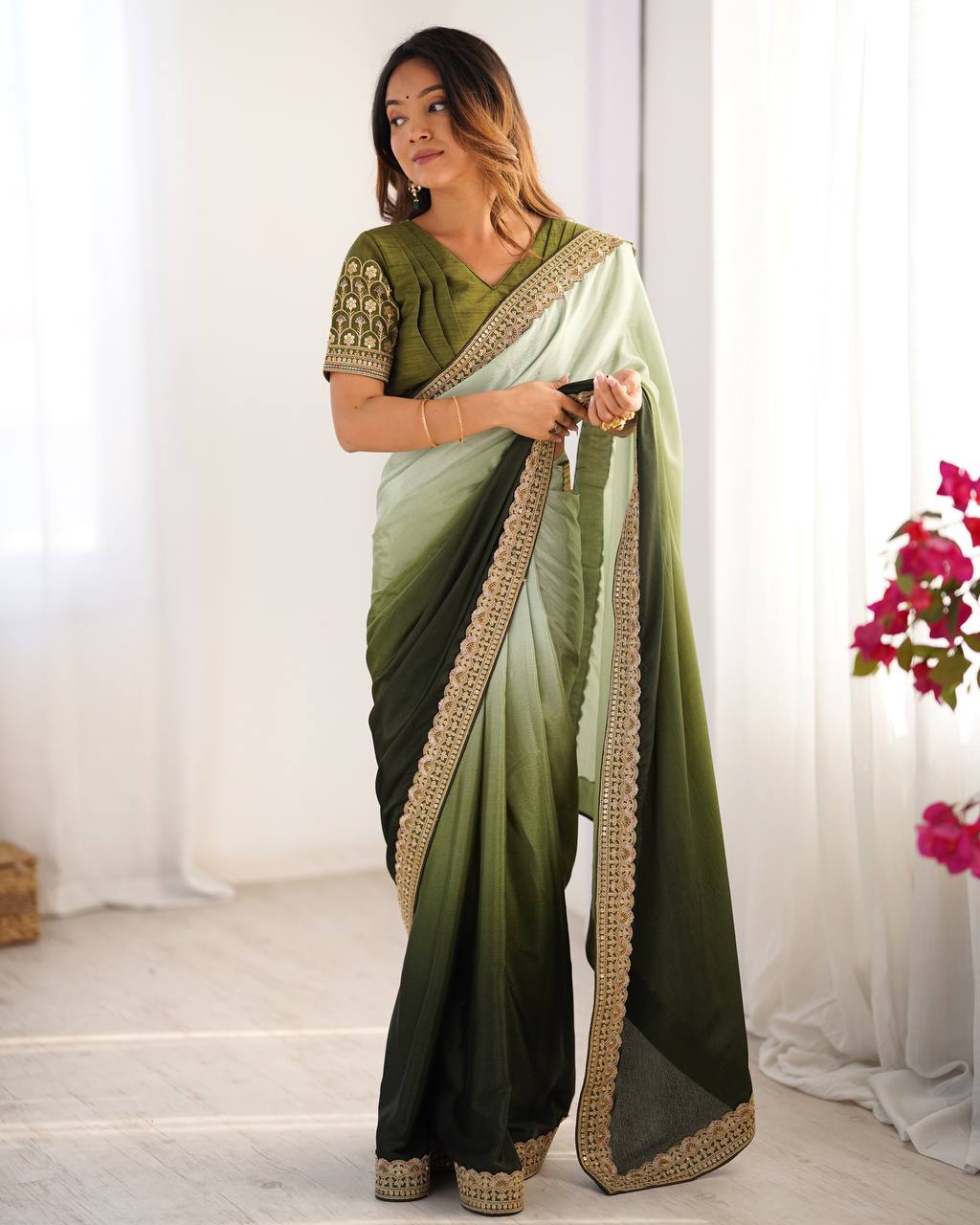 Pure Elegant Sequence Work Saree