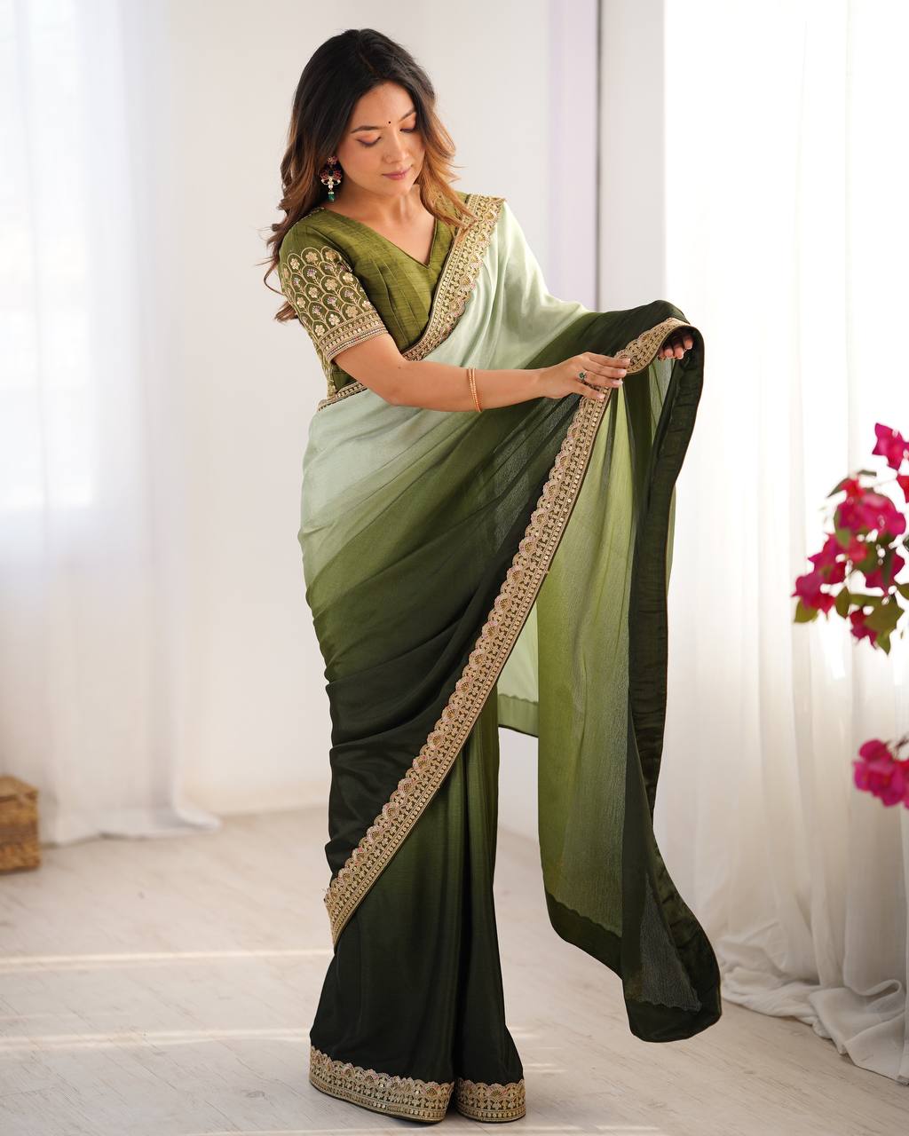 Pure Elegant Sequence Work Saree