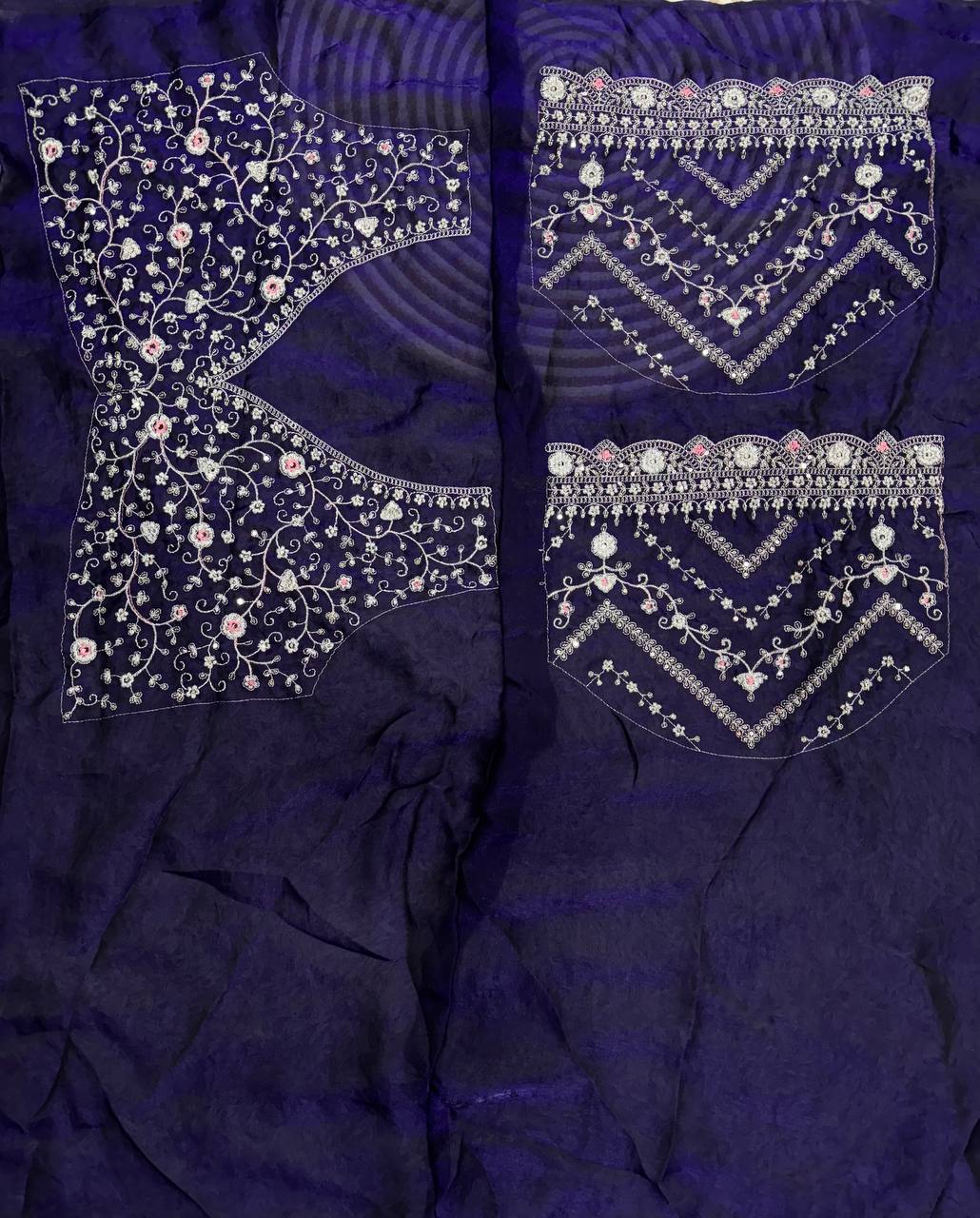 Beautiful Sequin Pure Space Silk Saree