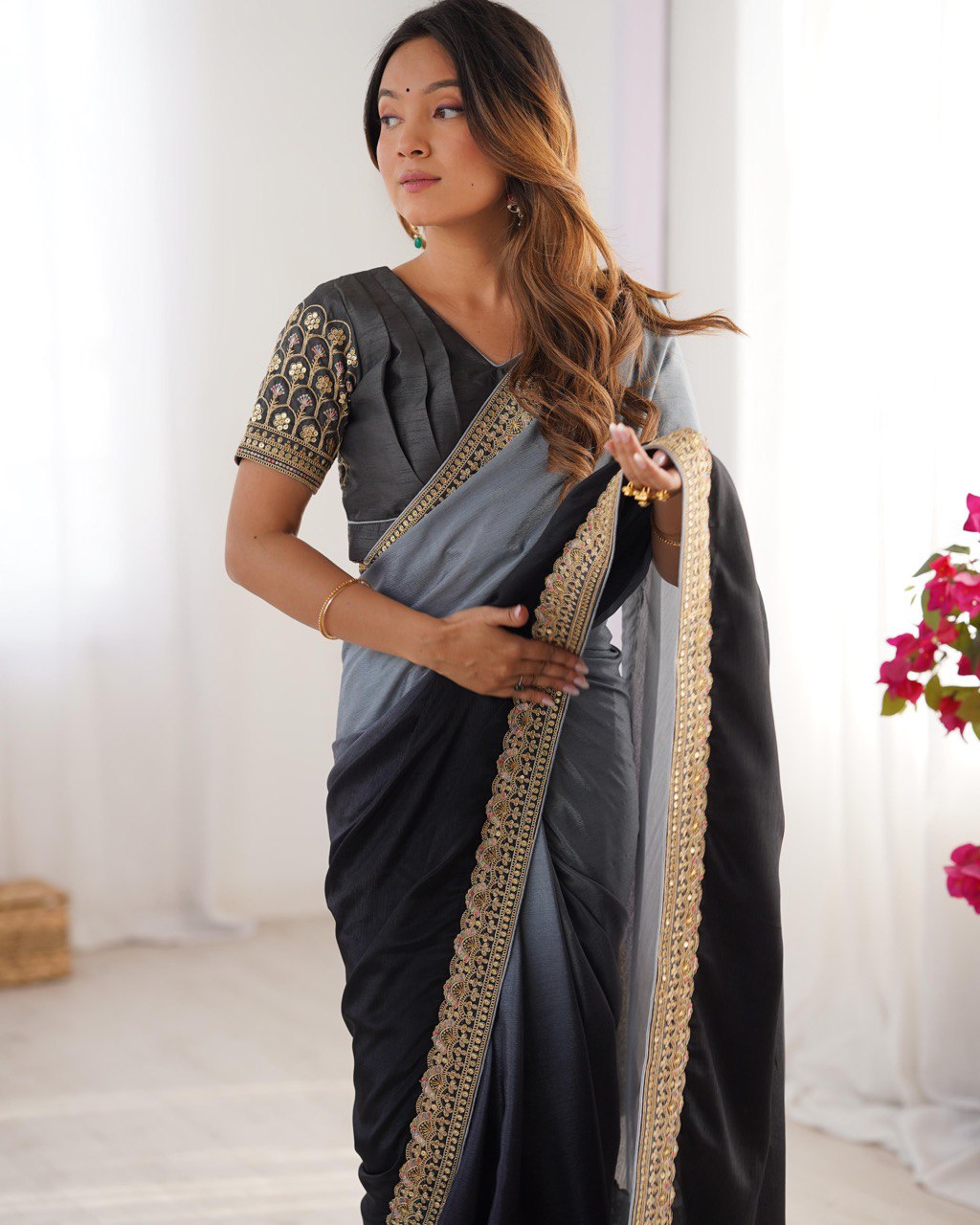Pure Elegant Sequence Work Saree