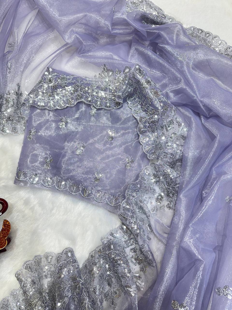 New Designer Twill Net Saree